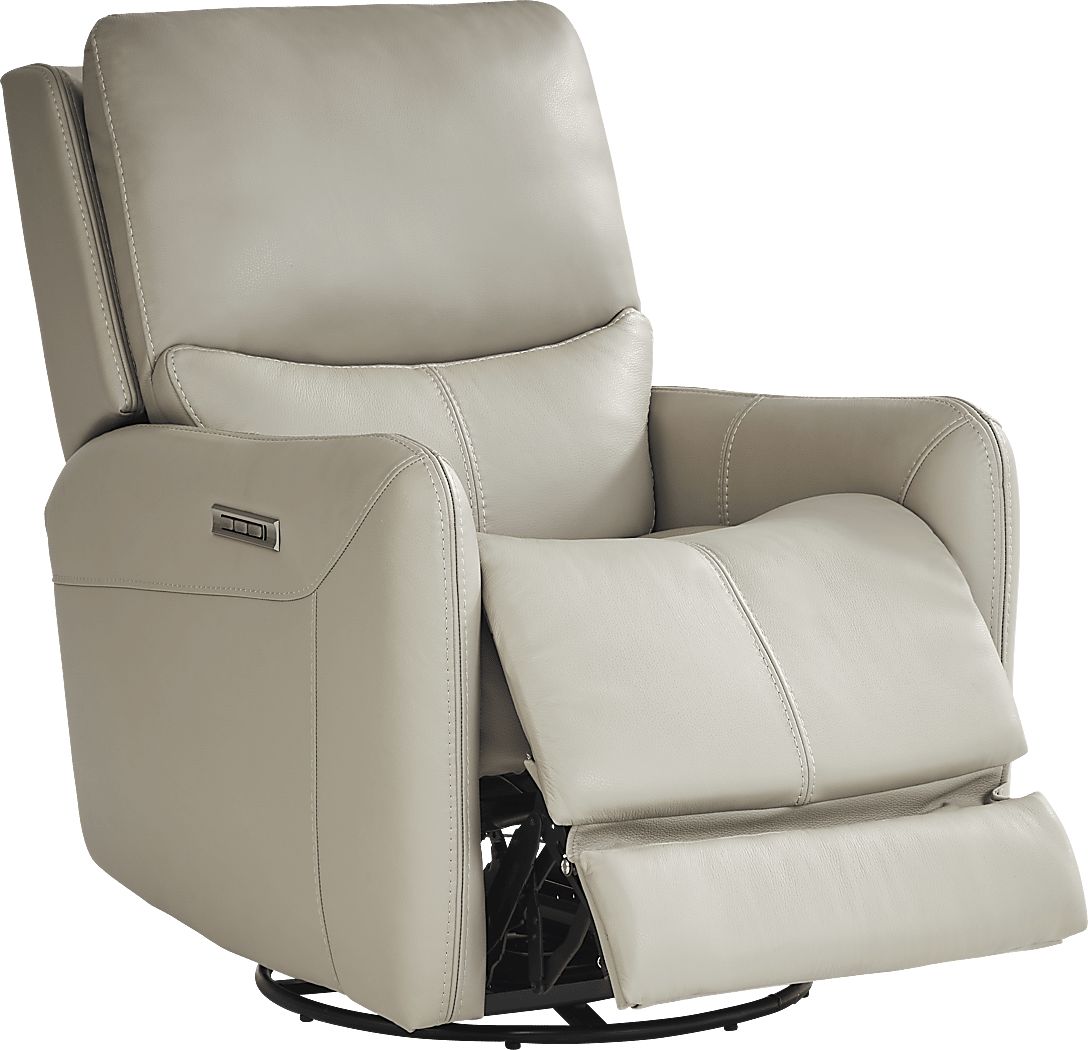 Hudson Place Leather Triple Power Swivel Recliner