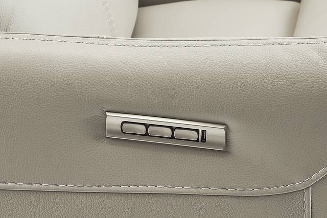 Hudson Place Dove Leather Triple Power Swivel Recliner - Thumbnail - Image 4