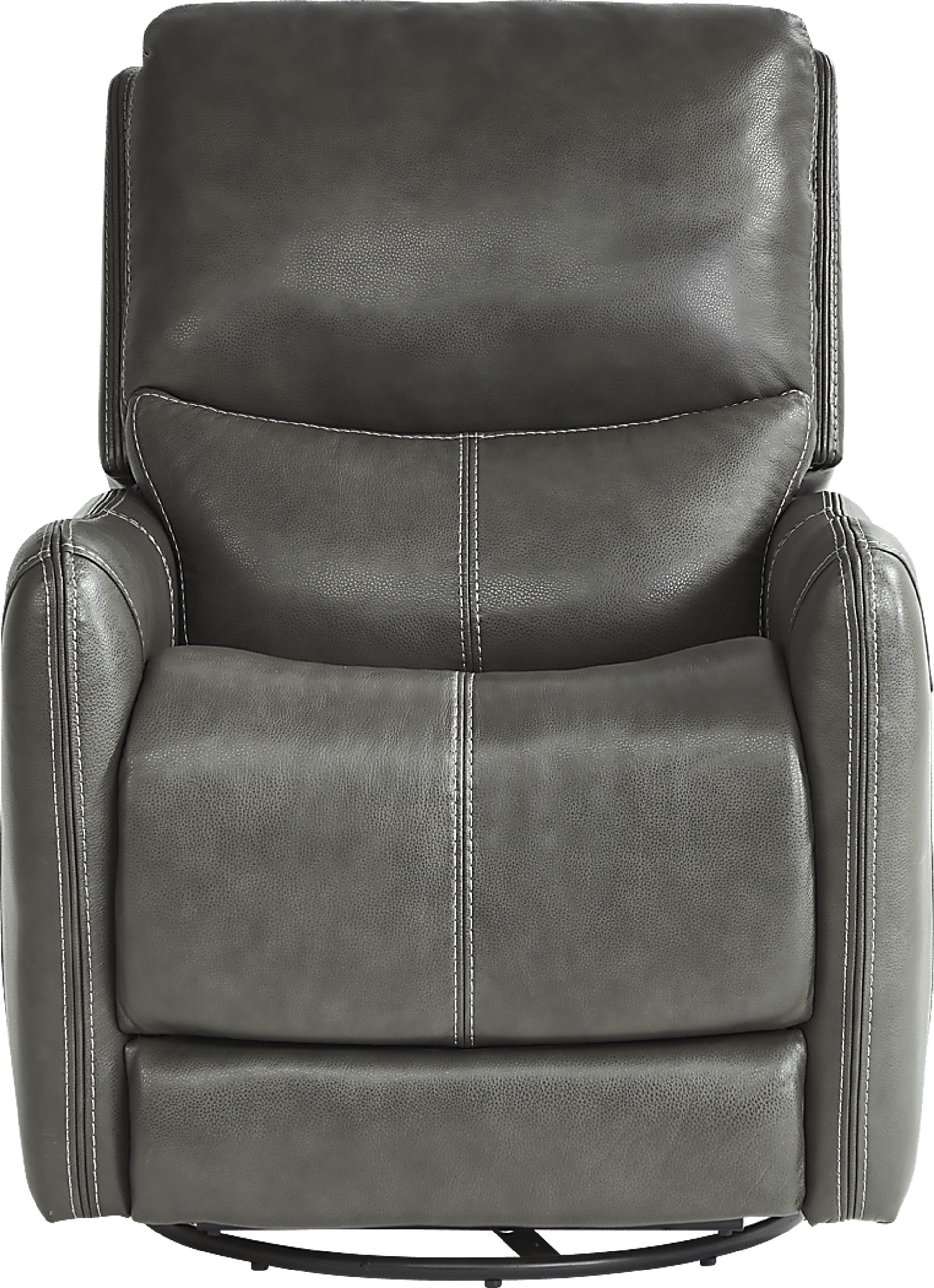 Hudson Place Gray Leather Triple Power Swivel Recliner - Image 2
