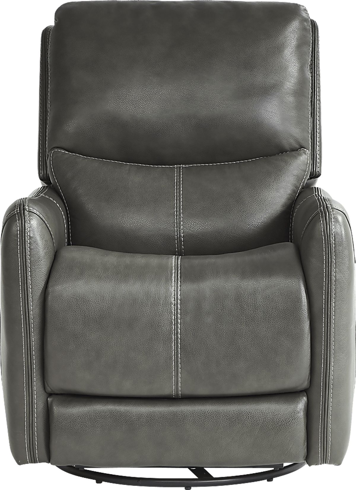 Hudson Place Gray Leather Triple Power Swivel Recliner Rooms to Go