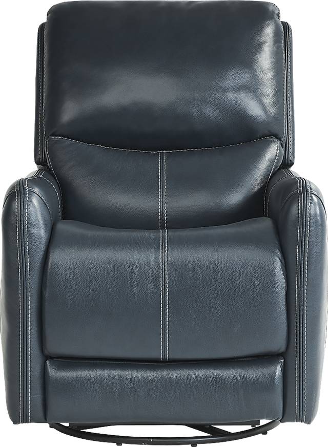 Hudson Place Ocean Leather Triple Power Swivel Recliner - Thumbnail - Image 2