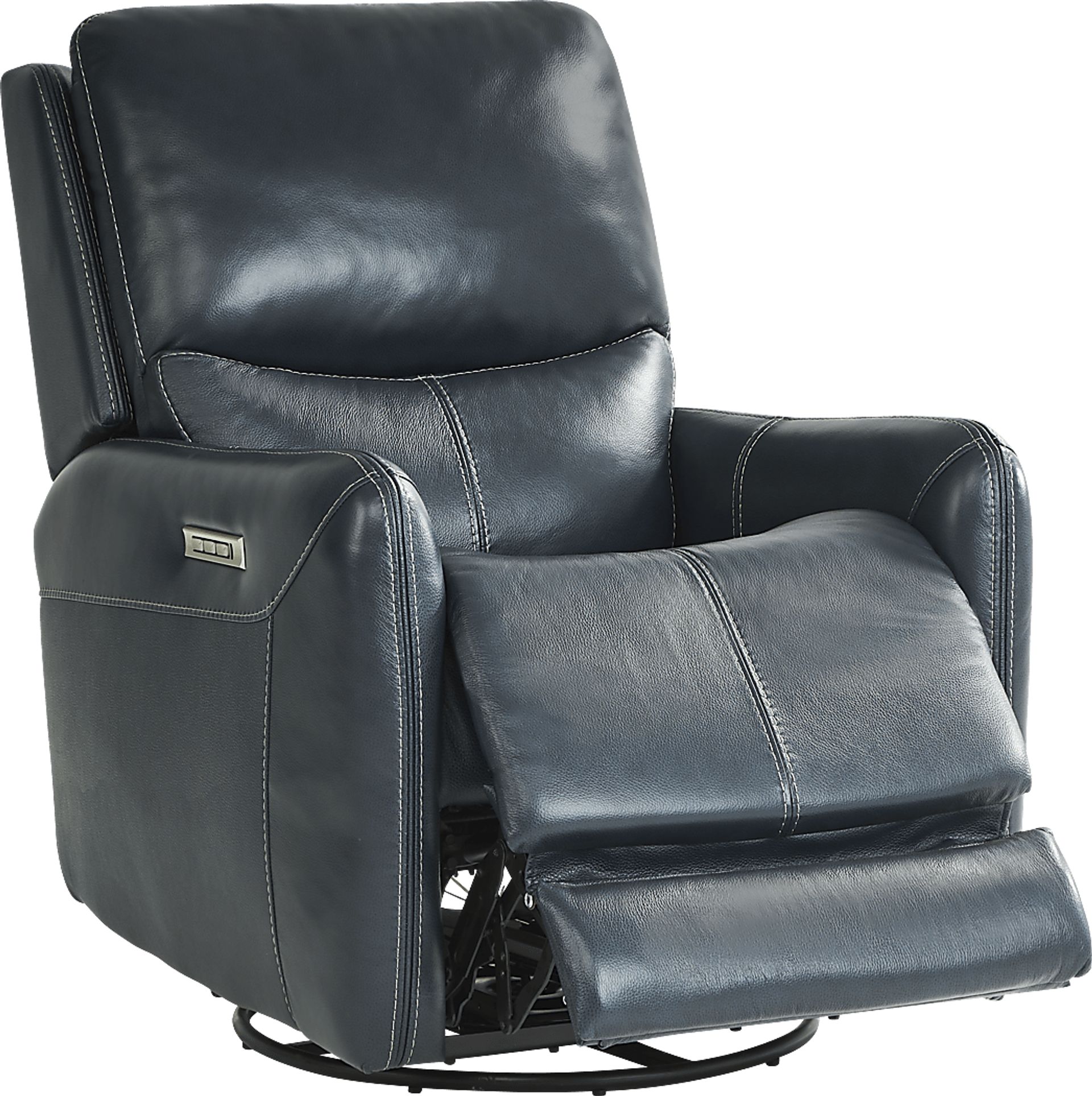 Hudson Place Ocean Leather Triple Power Swivel Recliner - Image 3