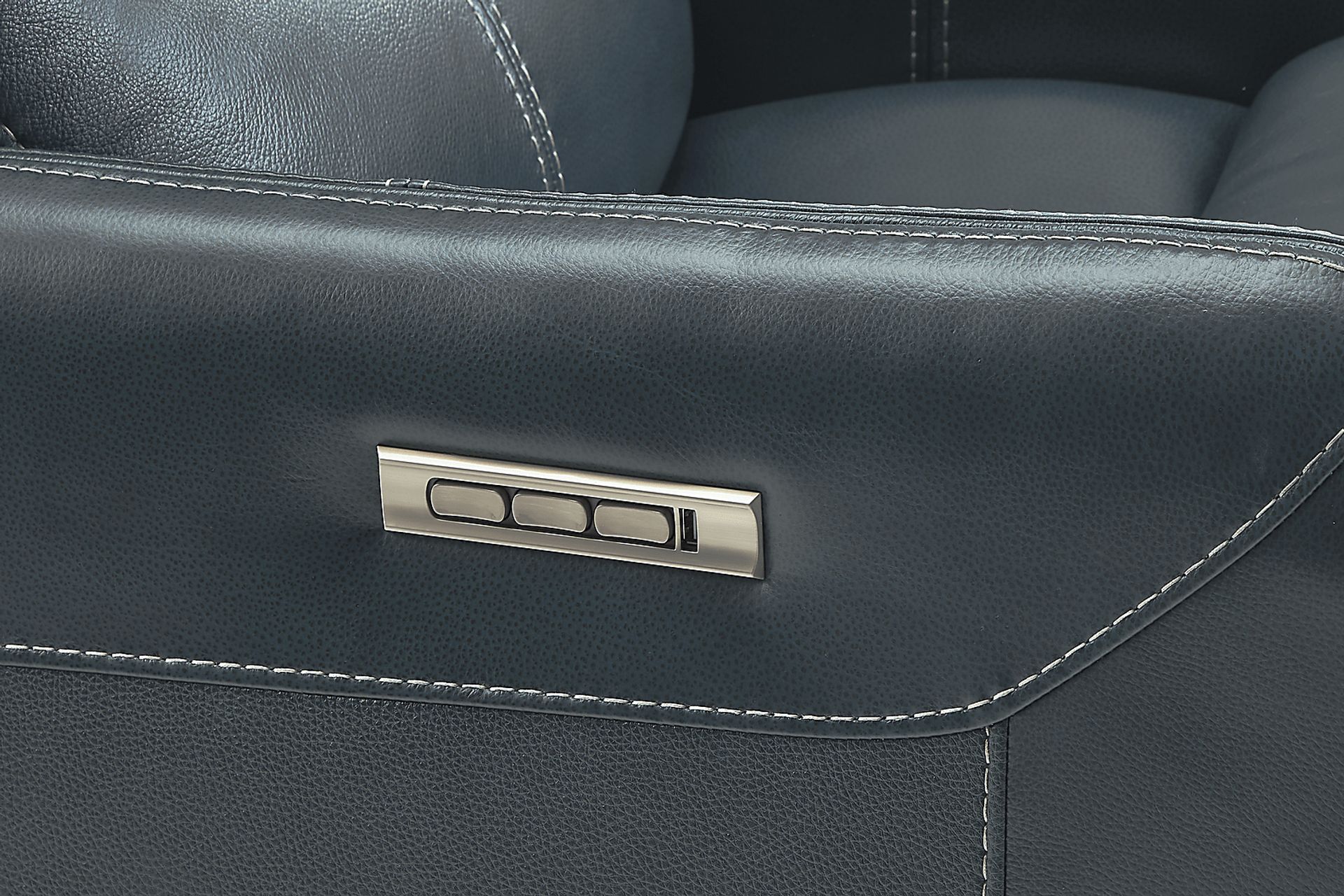 Hudson Place Ocean Leather Triple Power Swivel Recliner - Image 5