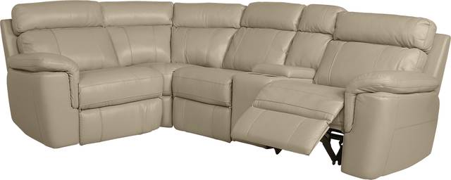 Hudson Square Sand Leather 5 Pc Reclining Sectional - Thumbnail - Image 3