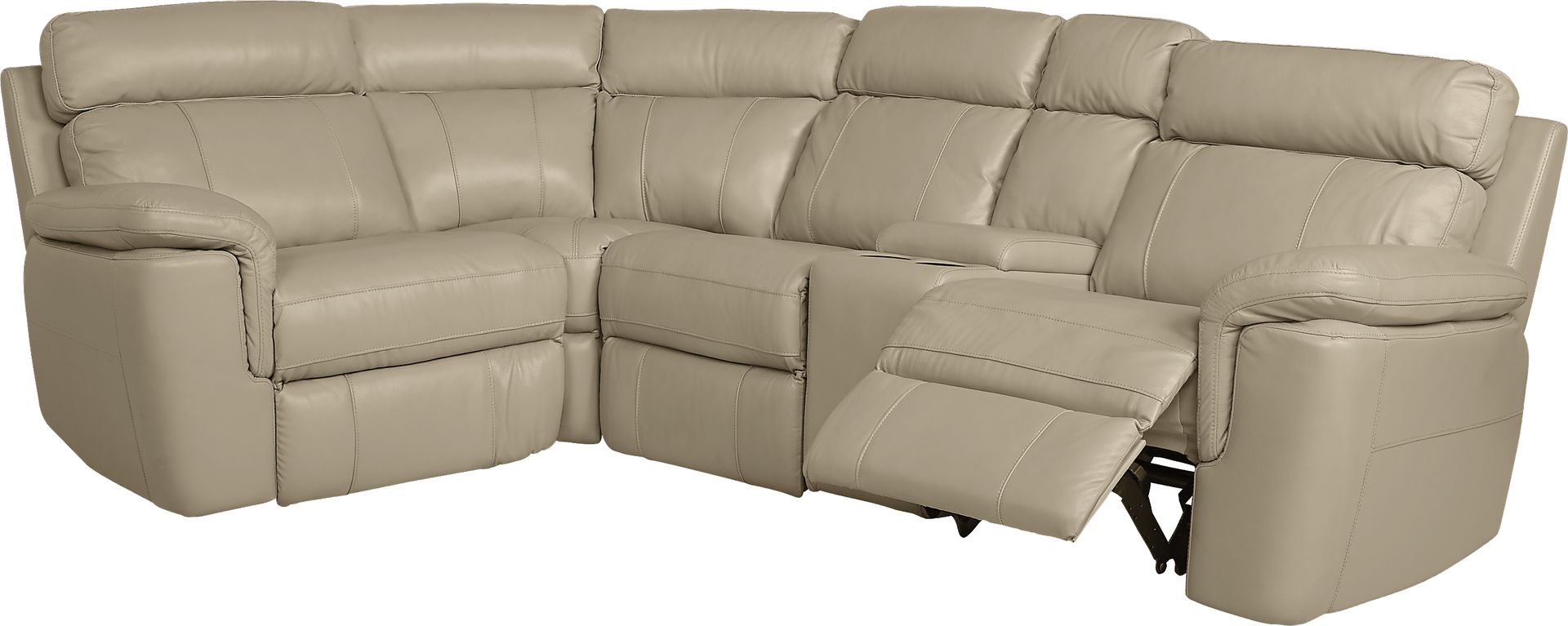 Hudson Square Sand Leather 5 Pc Reclining Sectional - Image 3