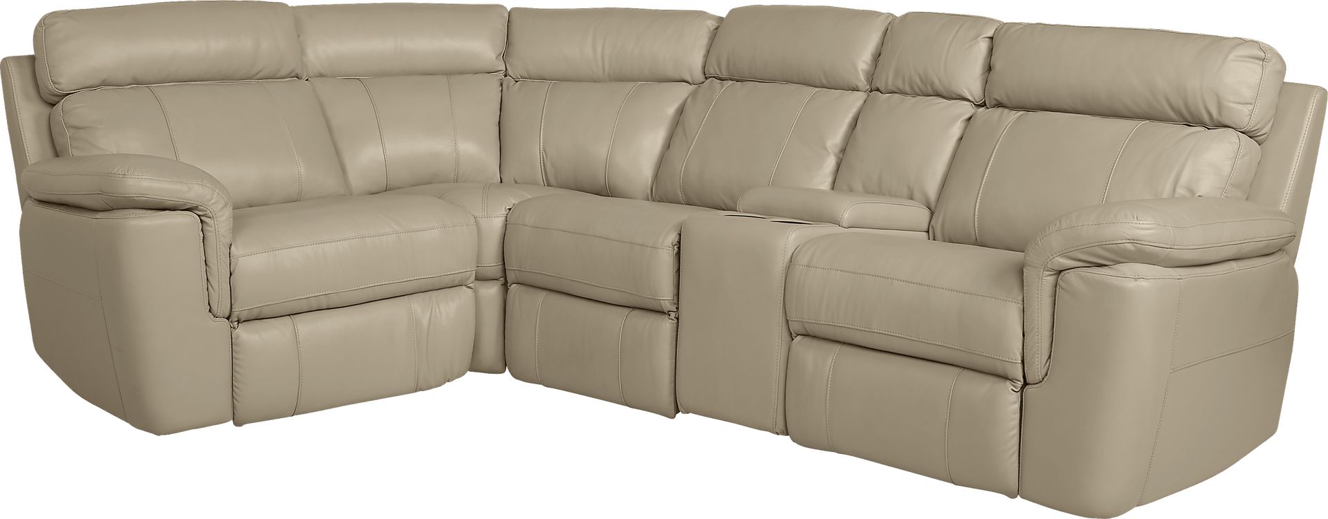 Hudson Square Sand Leather 5 Pc Reclining Sectional - Image 1