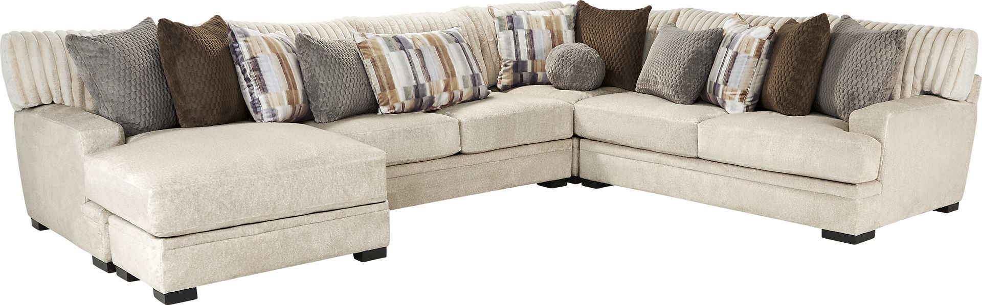 Hudson Street Beige 3 Pc Sectional - Image 1