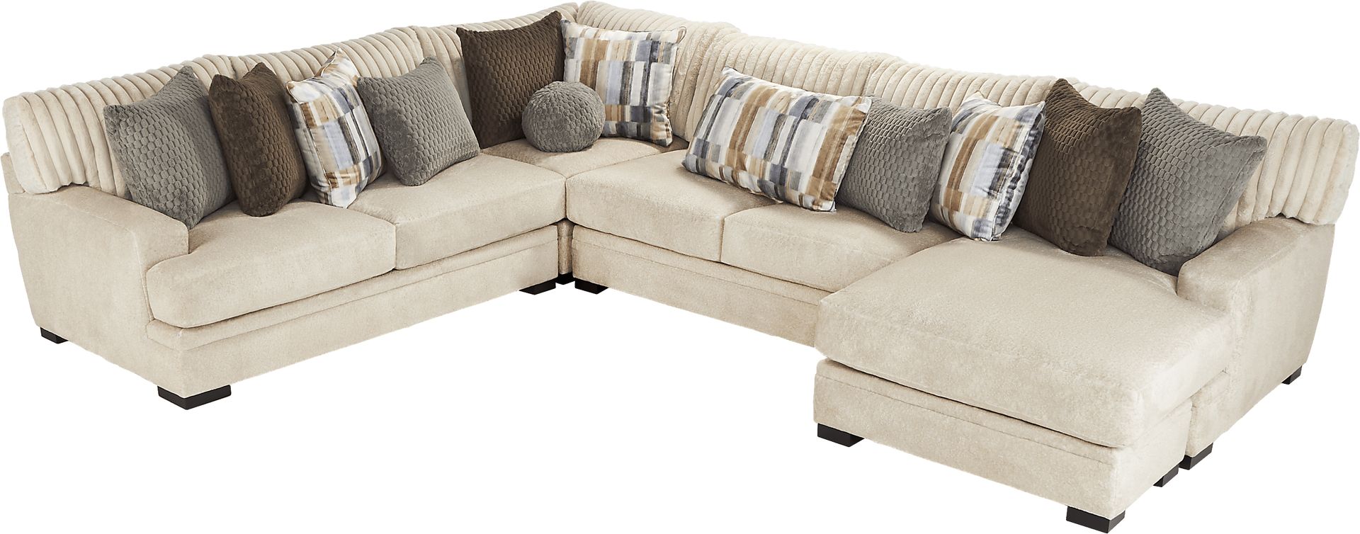 Hudson Street Beige 3 Pc Sectional - Image 3