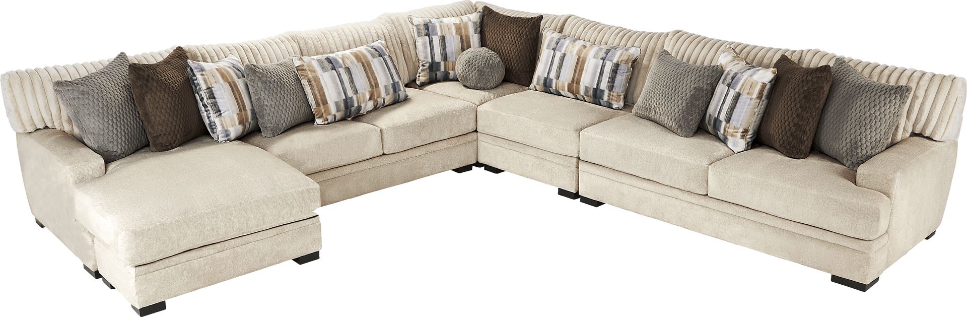 Hudson Street Beige 4 Pc Sectional - Image 3