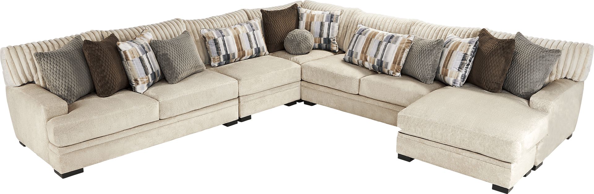Hudson Street Beige 4 Pc Sectional - Image 3