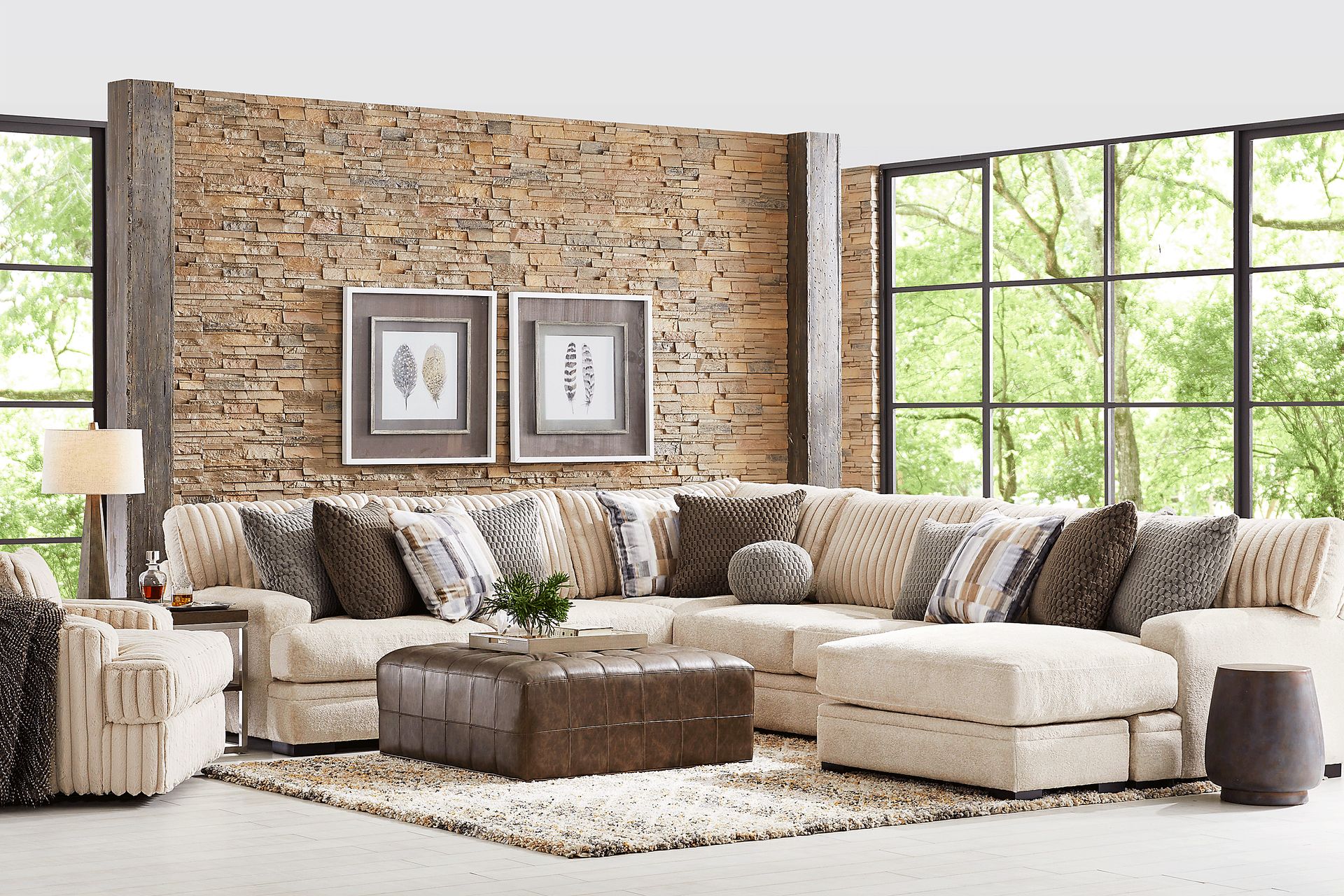 Hudson Street Beige 4 Pc Sectional - Image 2