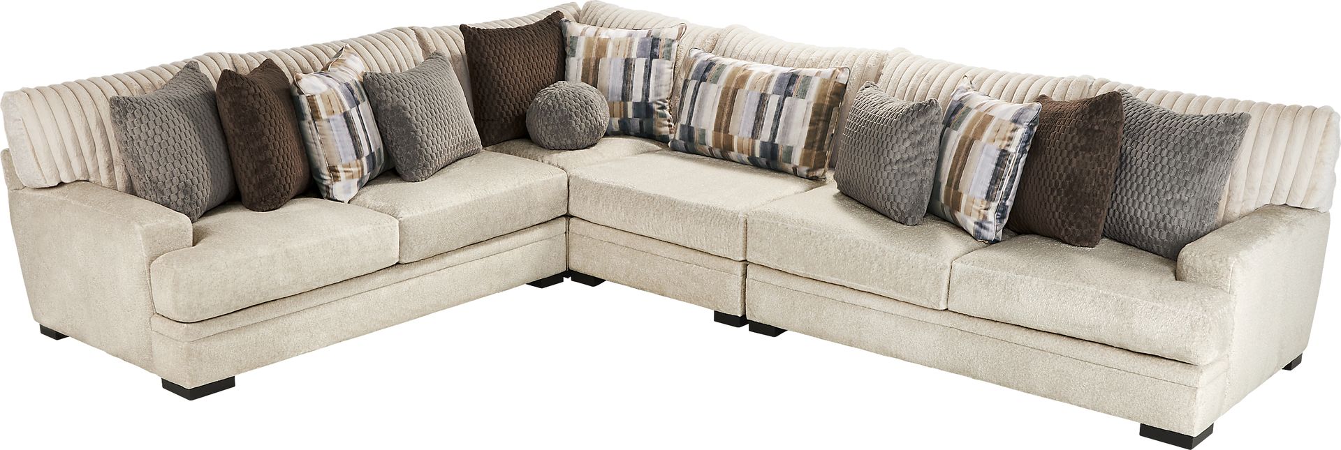Hudson Street Beige 4 Pc Sectional - Image 3
