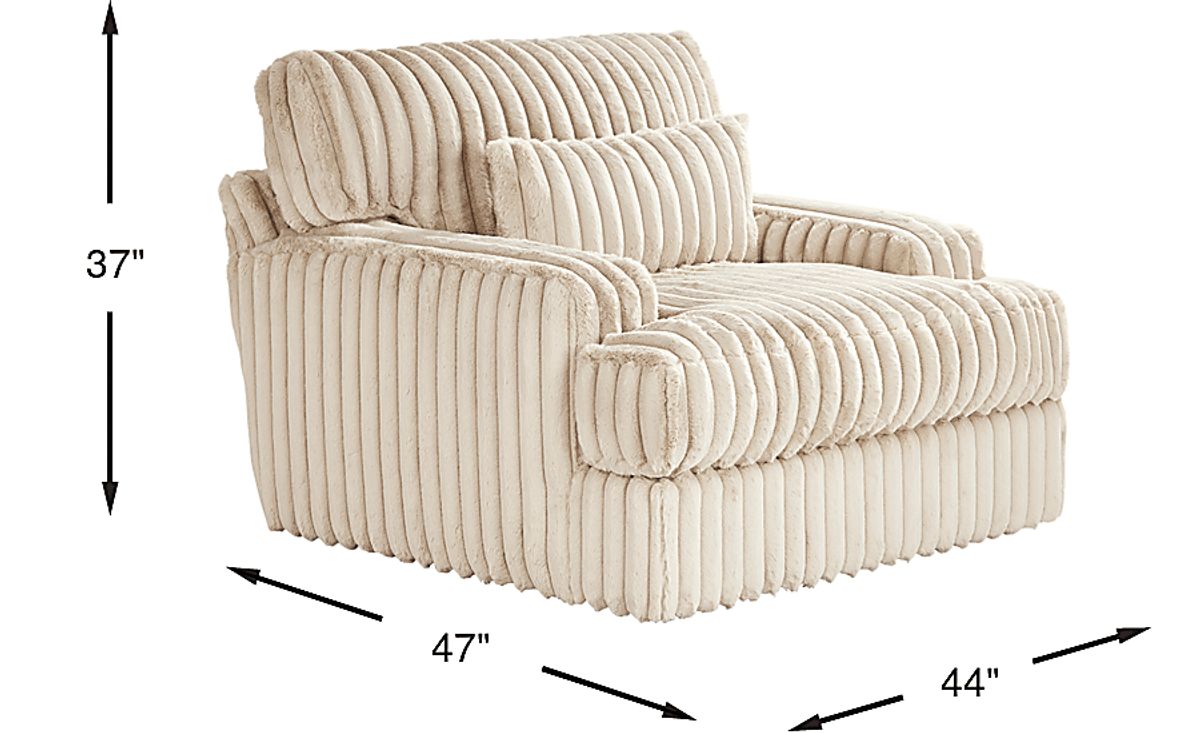 Cindy Crawford Hudson Street Beige Knitted Swivel Chair | Rooms to Go