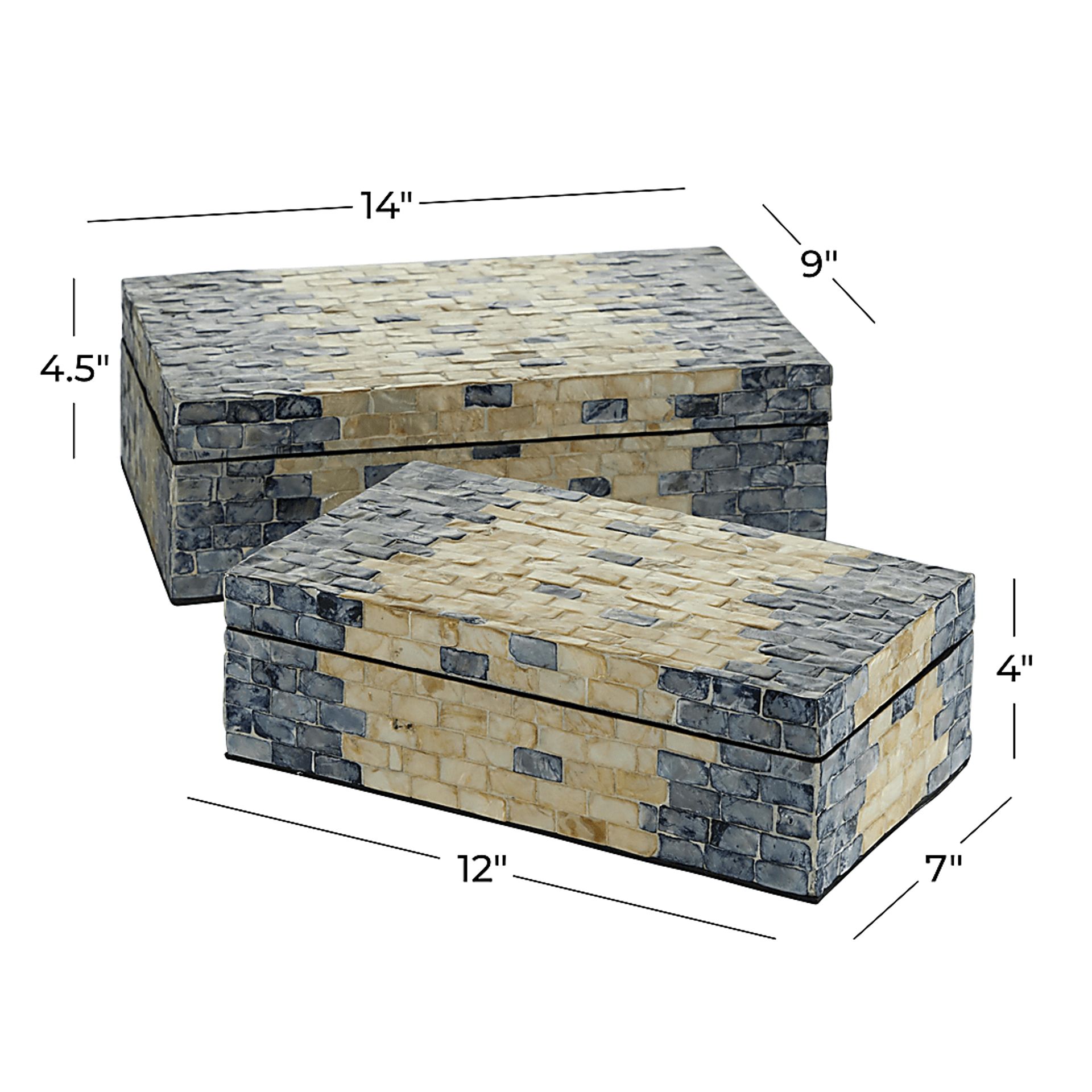 Hugai Blue Decorative Box, Set of 2 - Image 5