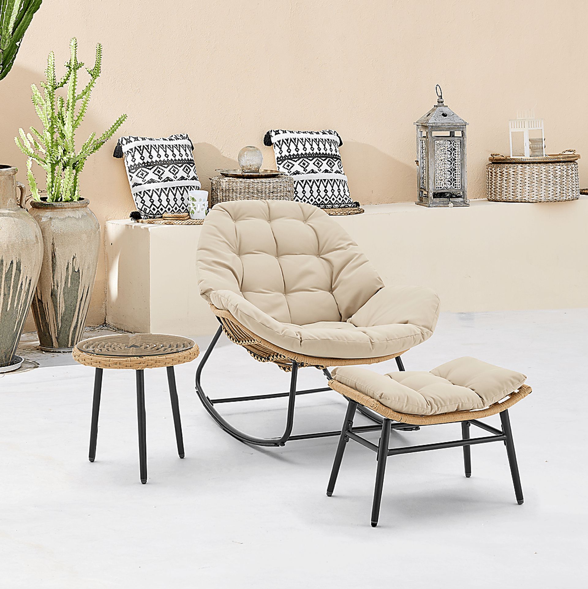 Hulnick Cream 3 Pc Rocking Chair Set - Image 2