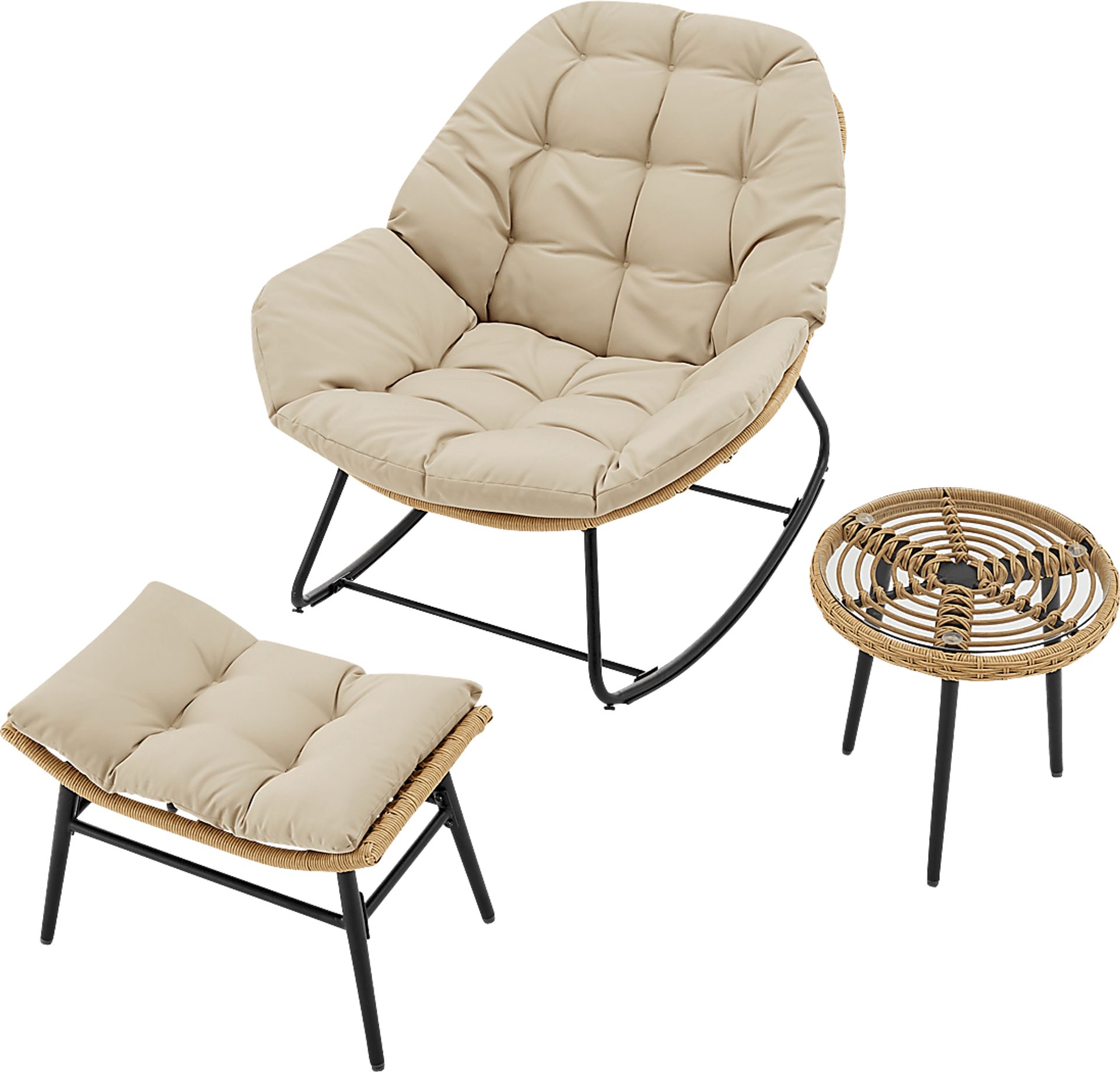 Hulnick Cream 3 Pc Rocking Chair Set - Image 4