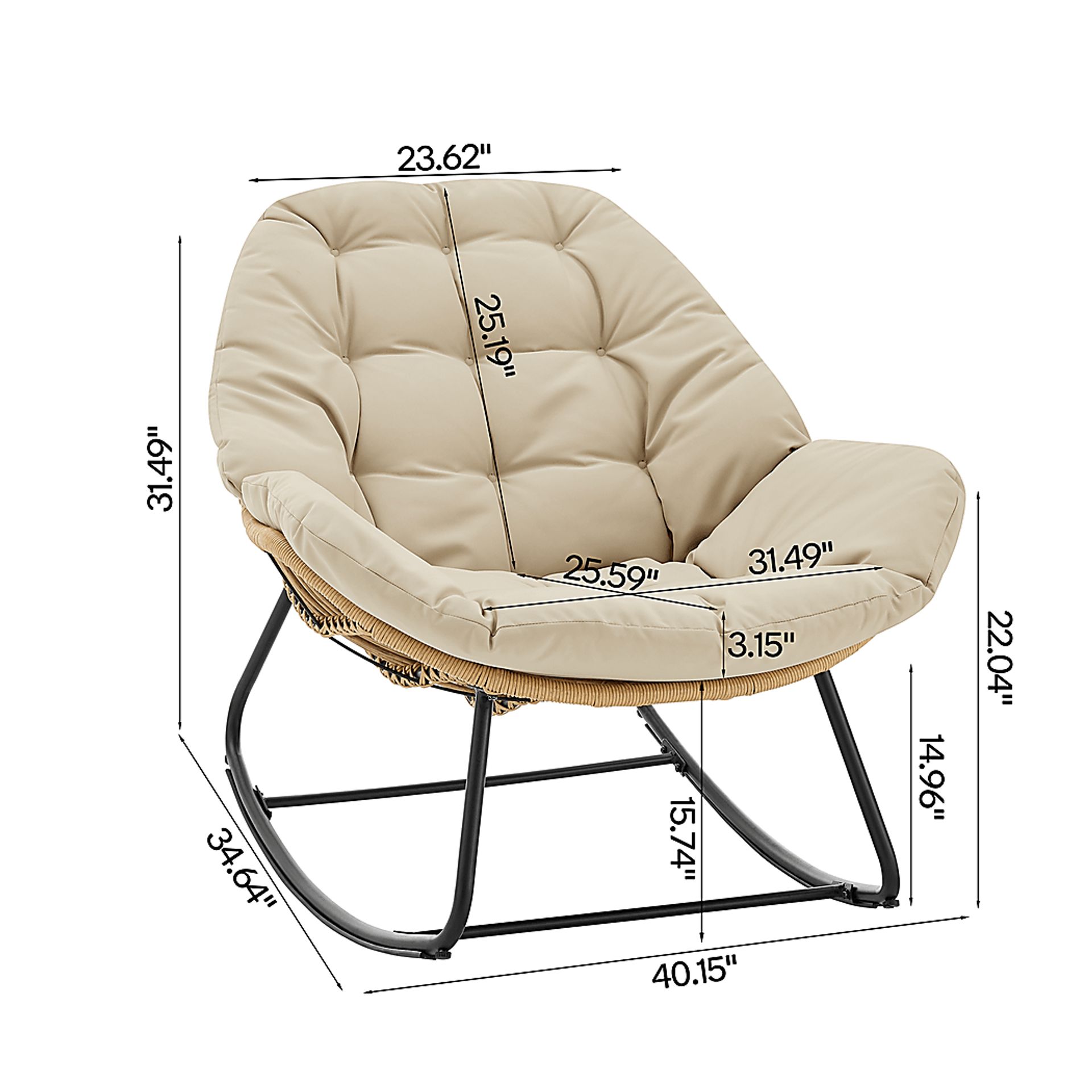 Hulnick Cream 3 Pc Rocking Chair Set - Image 10