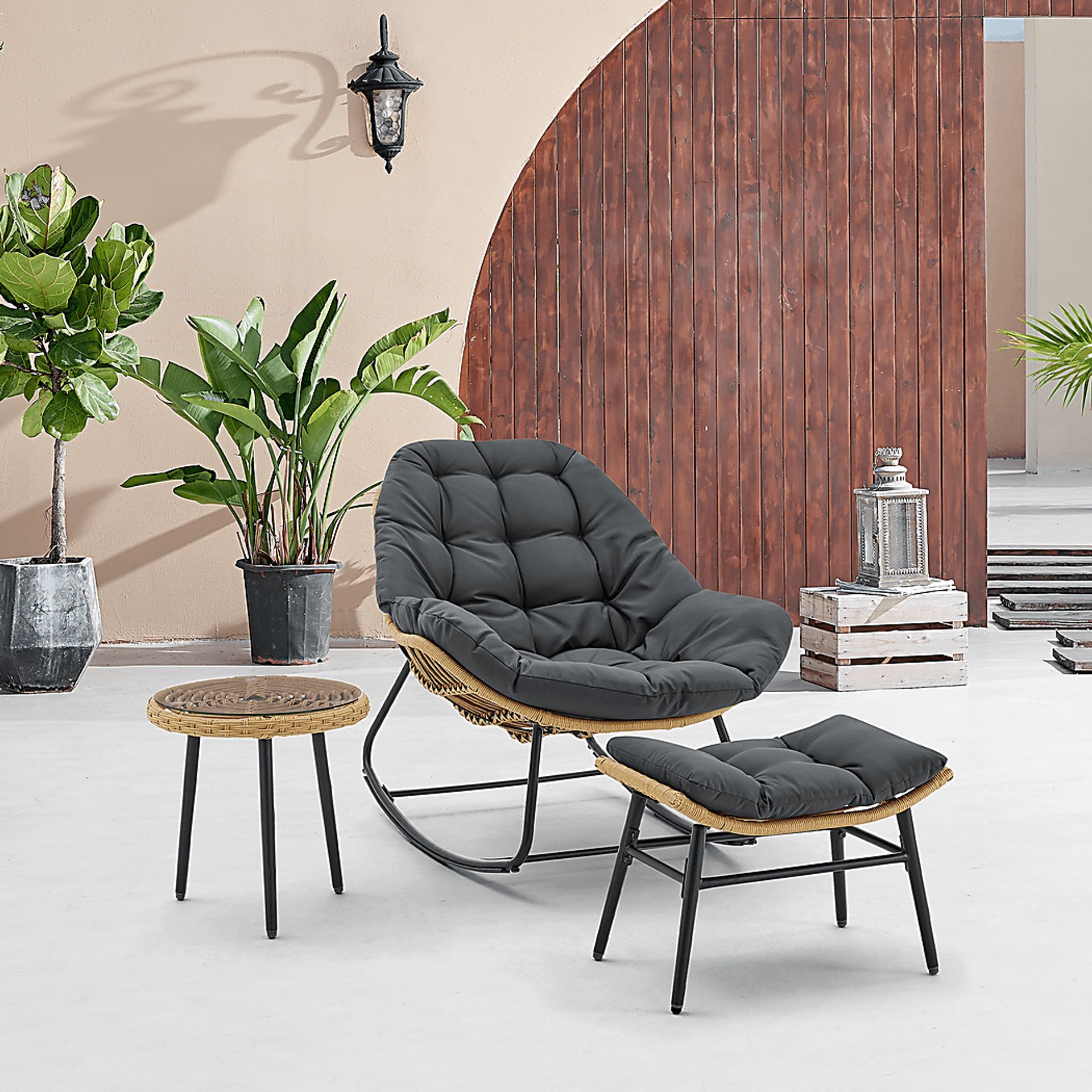 Hulnick Gray 3 Pc Rocking Chair Set - Image 2