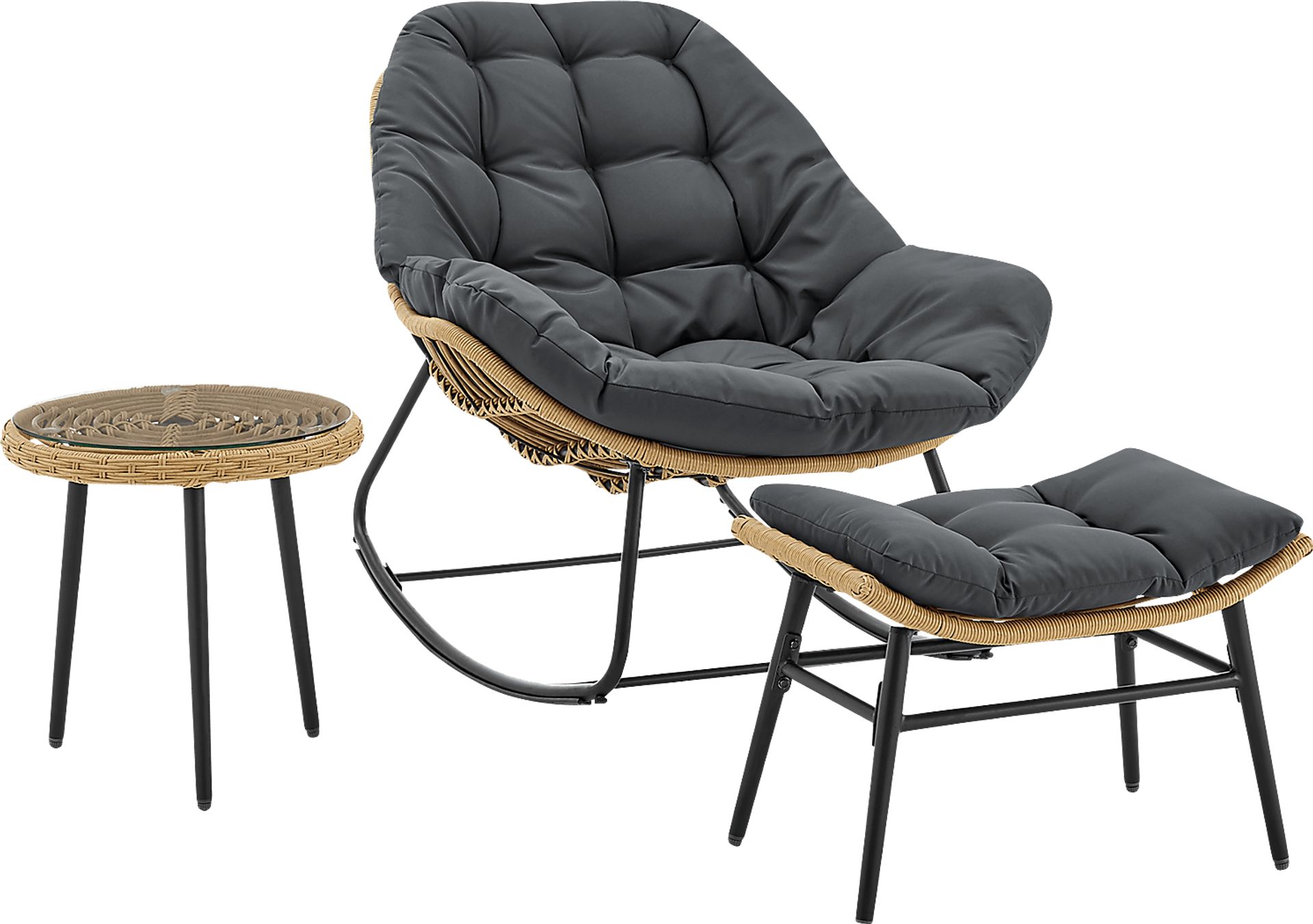Hulnick Gray 3 Pc Rocking Chair Set - Image 3