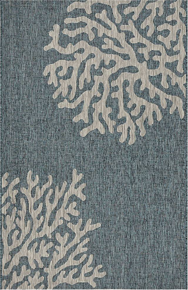 Humnia Blue/Gray 5' x 7' Indoor/Outdoor Rug - Thumbnail - Image 1