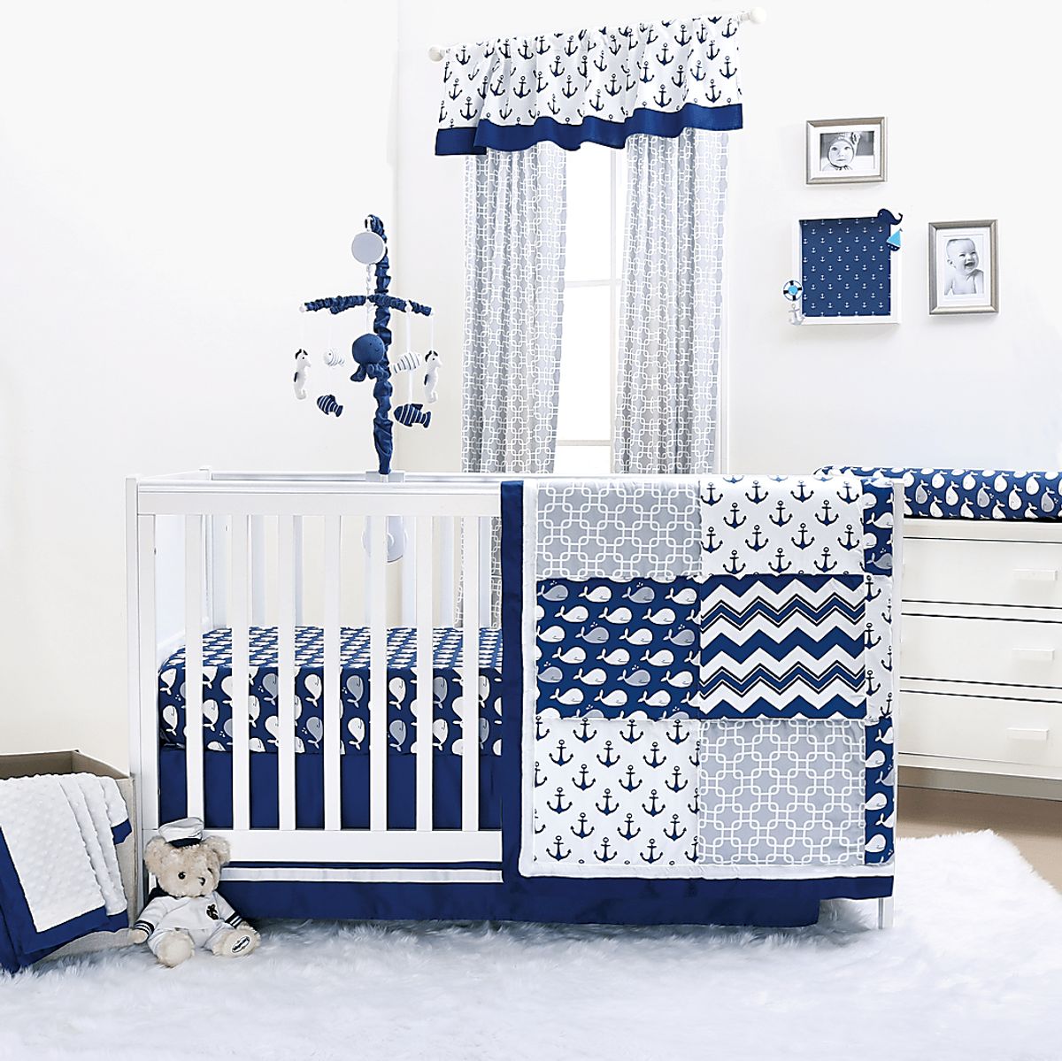 Humphrey Navy Blue Crib Bedding Set Rooms To Go