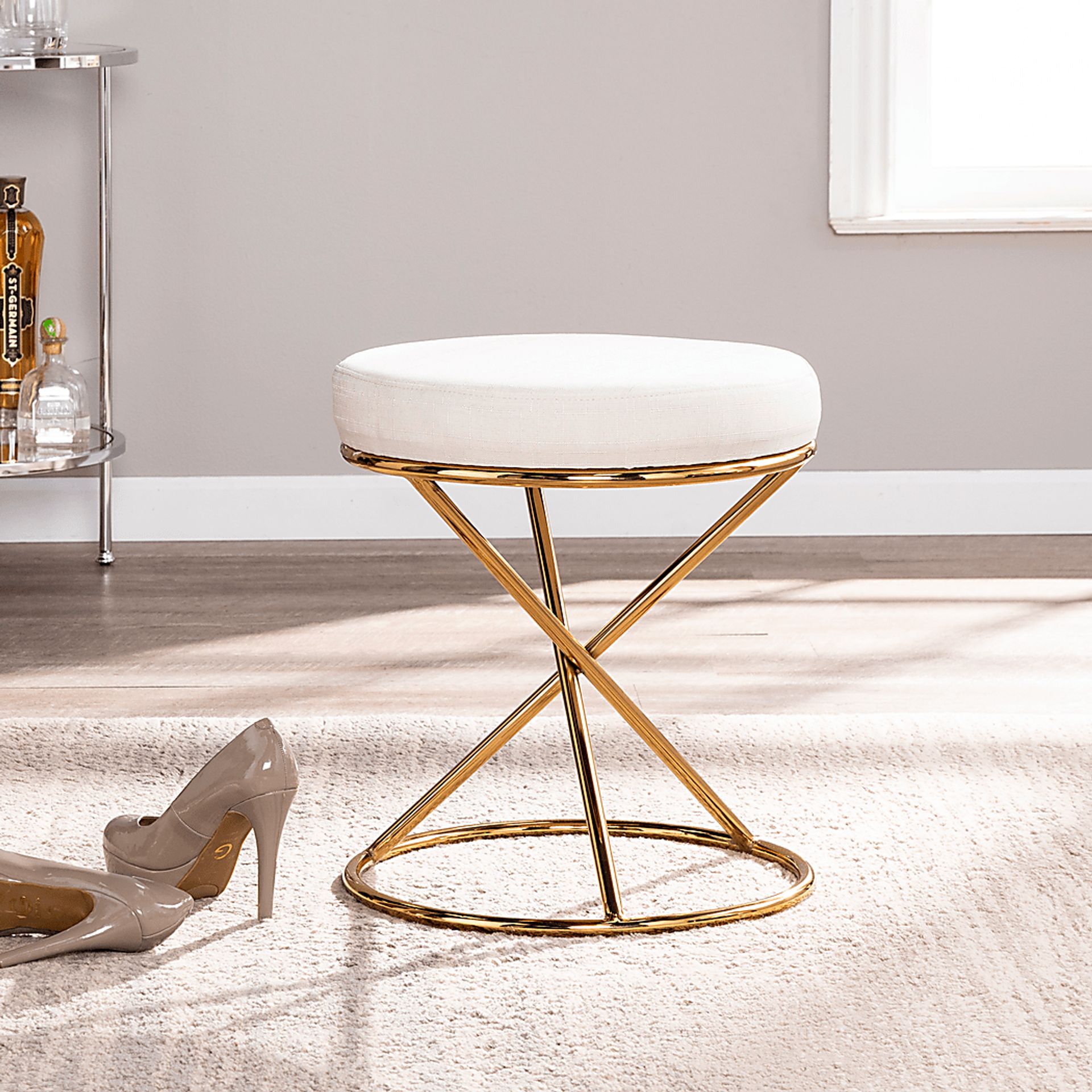 Hunley White Vanity Stool - Image 2
