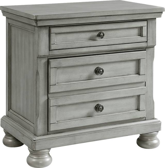 Hunnicutt Gray Nighstand with USB - Thumbnail - Image 1