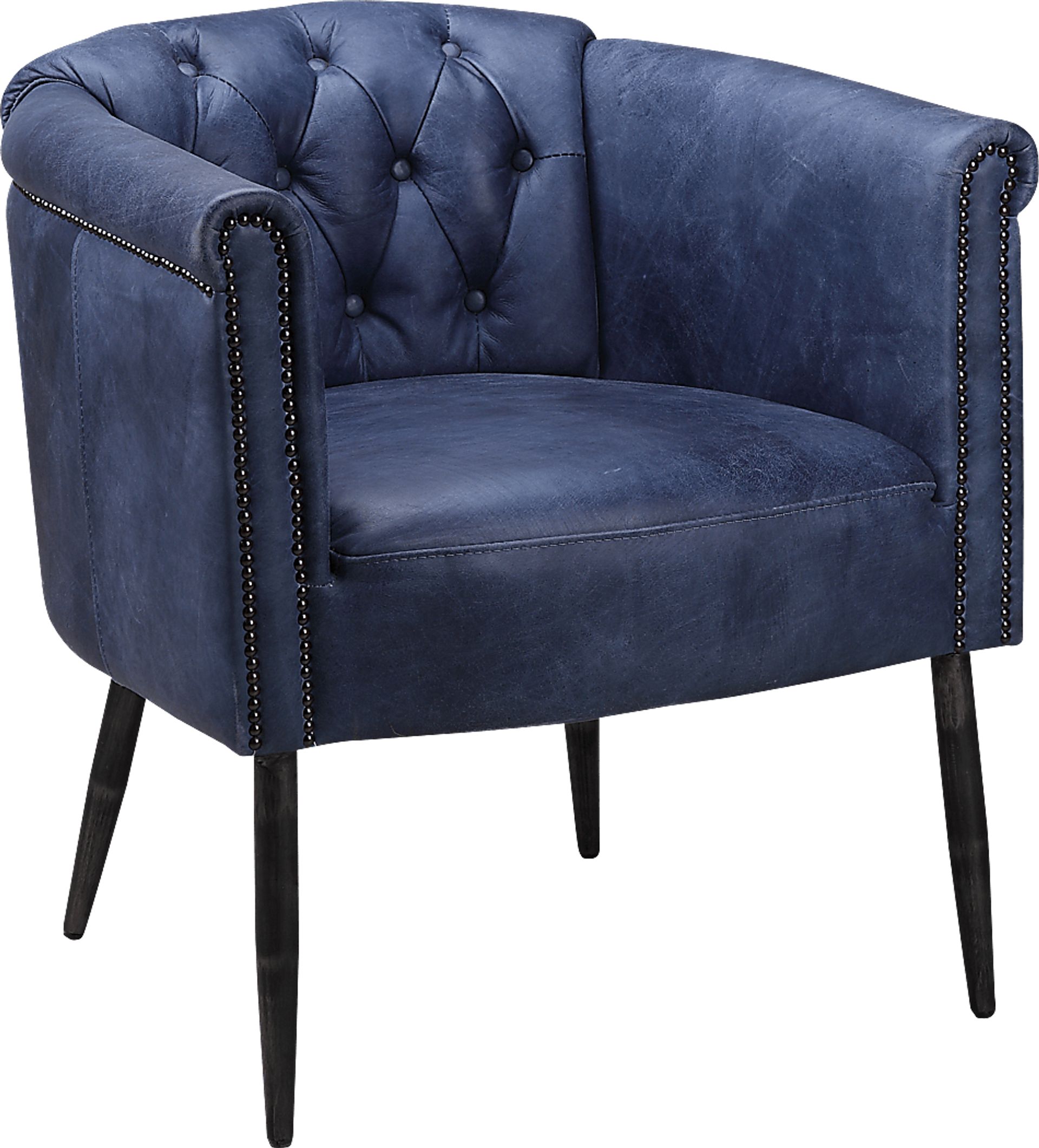 Hunston Blue Leather Accent Chair - Image 1
