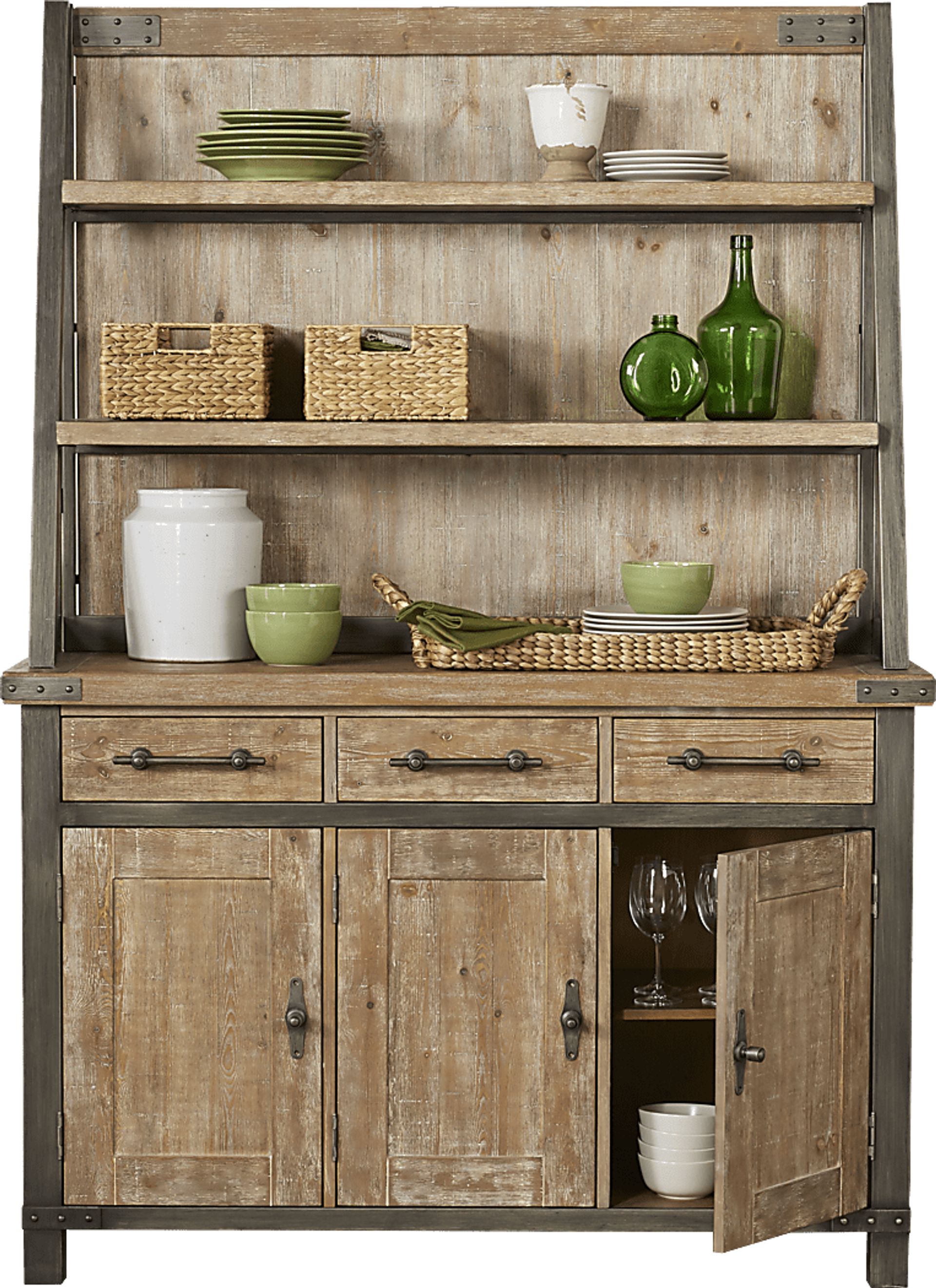 Hunter Mill Brown 2 Pc Server with Hutch - Image 1