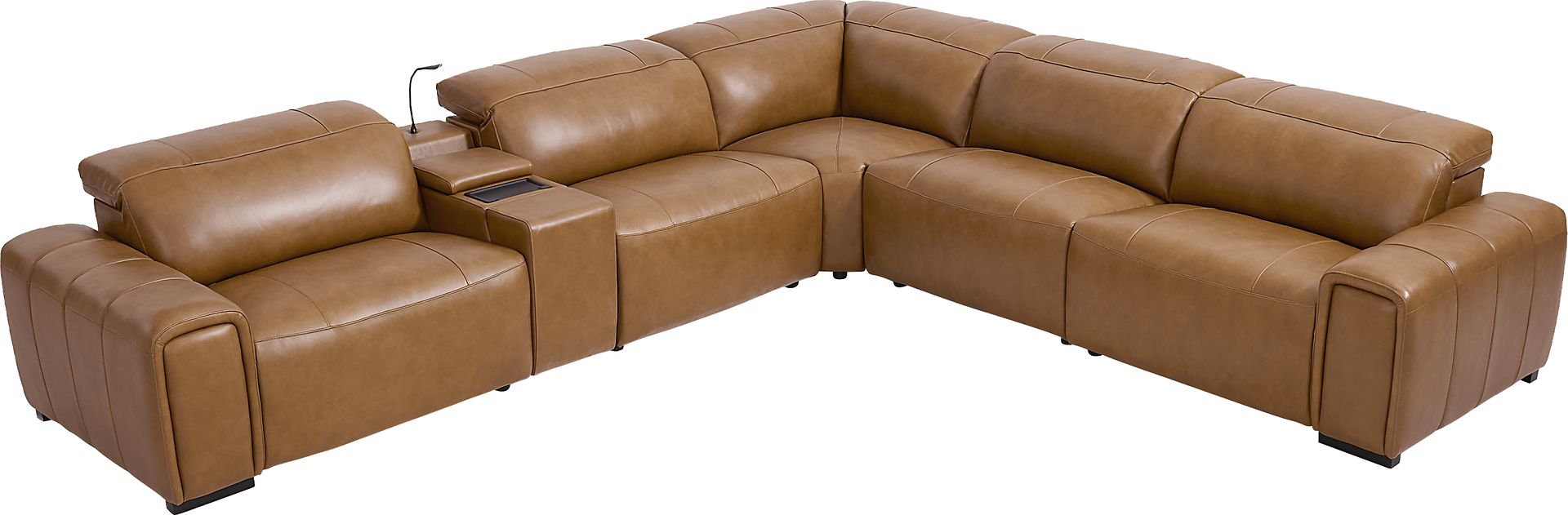 Huntington Saddle 6 Pc Leather Dual Power Sectional - Image 3