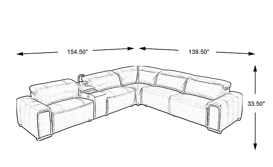 Huntington 6 Pc Leather Dual Power Reclining Sectional