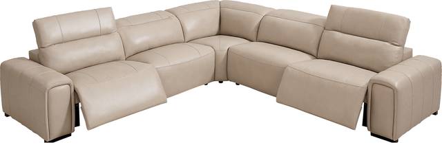 Huntington Ivory 5 Pc Leather Dual Power Sectional - Thumbnail - Image 1