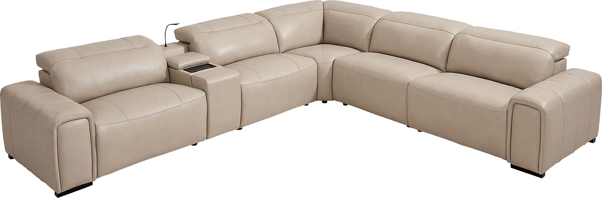 Huntington Ivory Leather 6 Pc Dual Power Reclining Sectional - Image 3