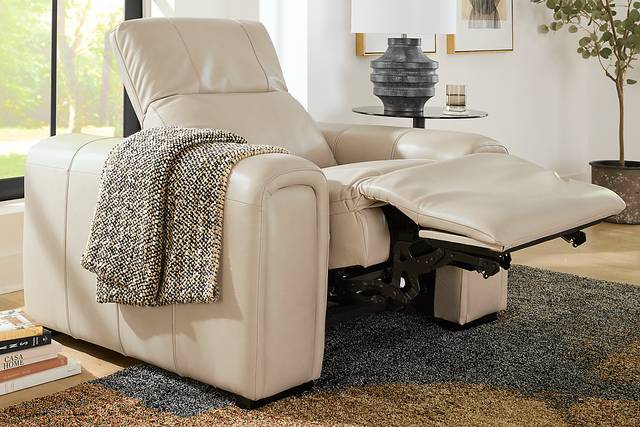 Huntington Ivory Leather Dual Power Recliner - Thumbnail - Image 3