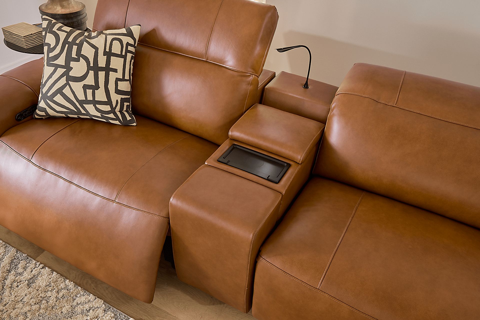Huntington Saddle Leather 6 Pc Dual Power Reclining Sectional - Image 5