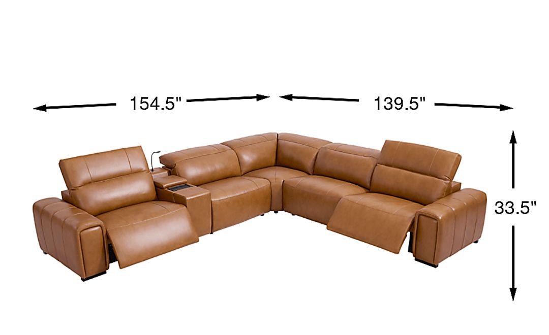Huntington 6 Pc Leather Dual Power Reclining Sectional