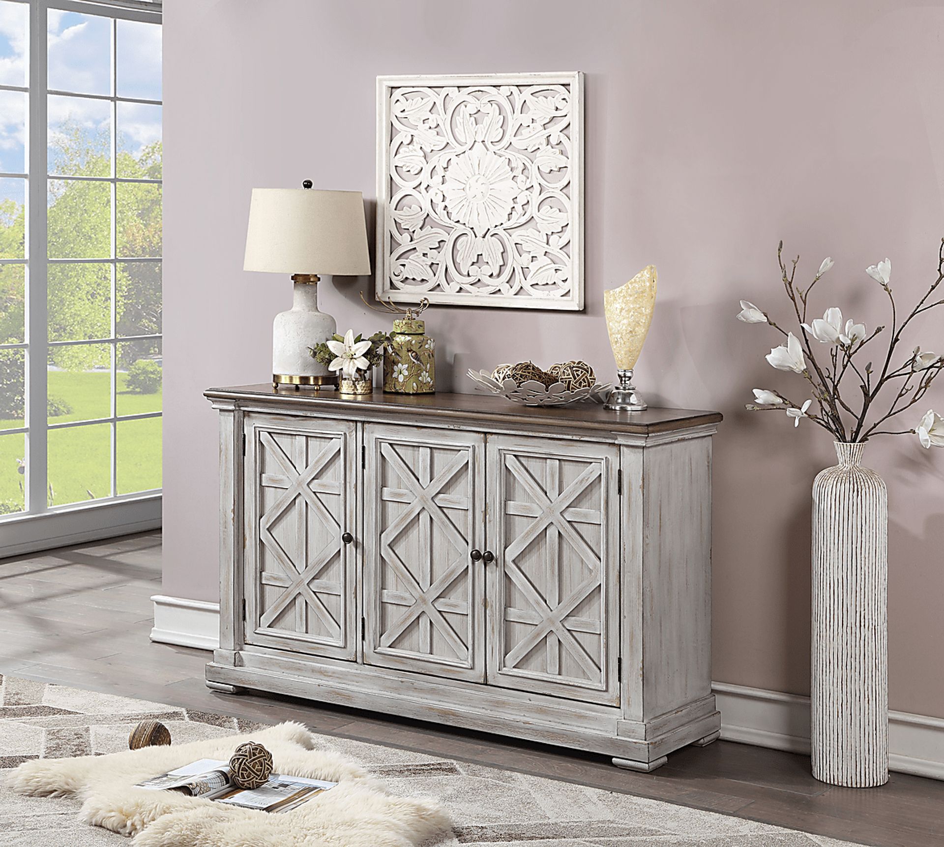 Huntwell White Credenza - Image 2
