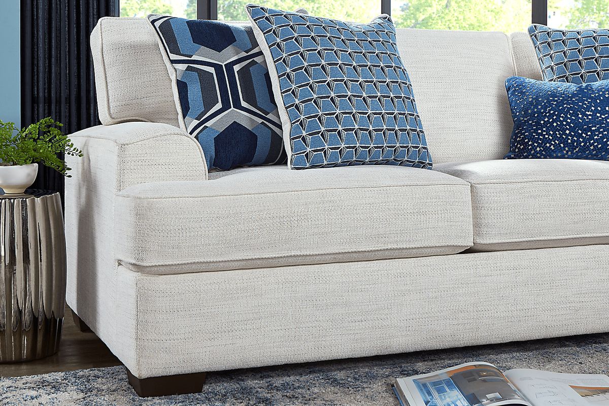 Hutchinson 7 Pc Cream Beige Polyester Fabric Sleeper Living Room Set ...