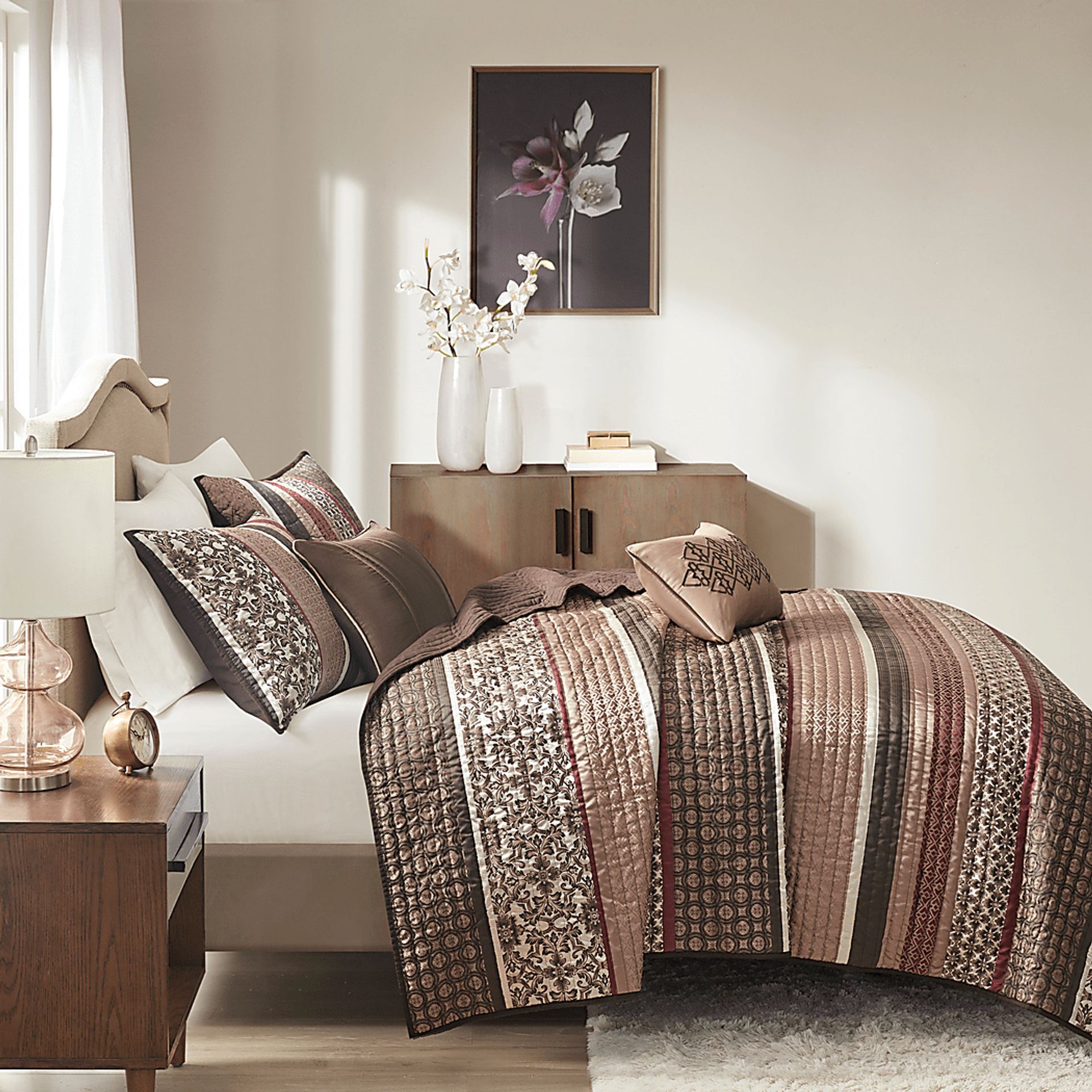 Huxley Red 5 Pc Full/Queen Coverlet Set - Image 6