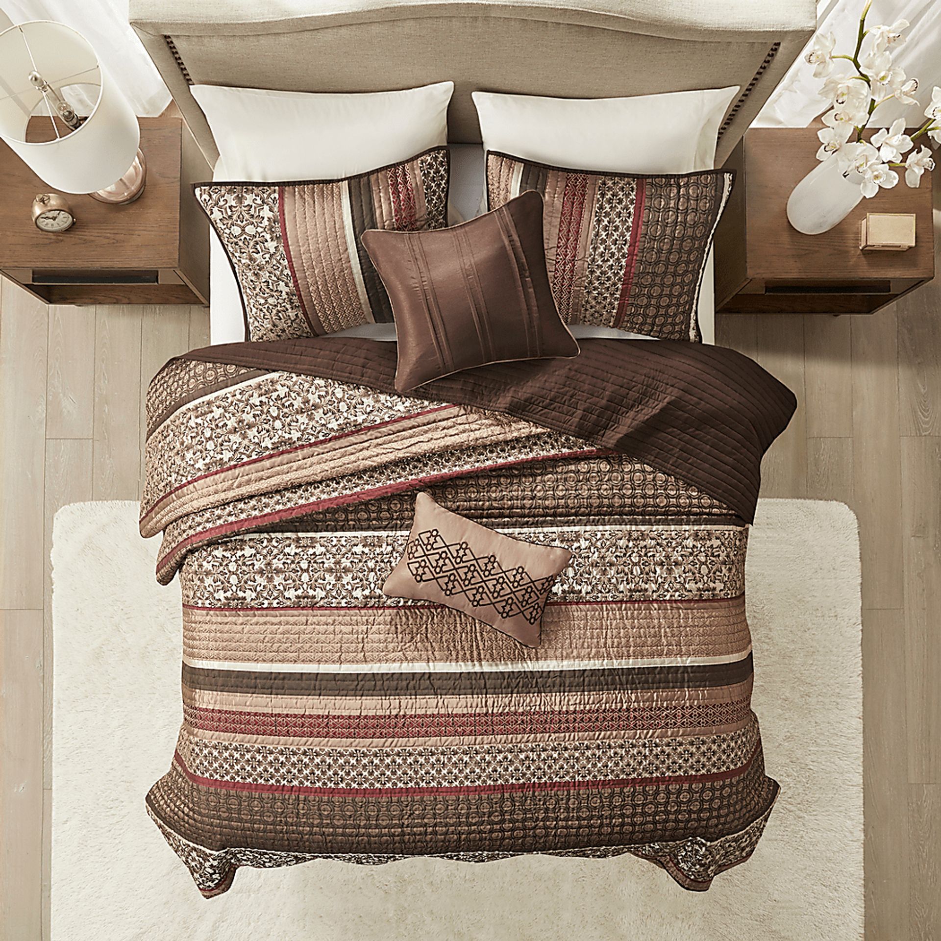Huxley Red 5 Pc Full/Queen Coverlet Set - Image 7