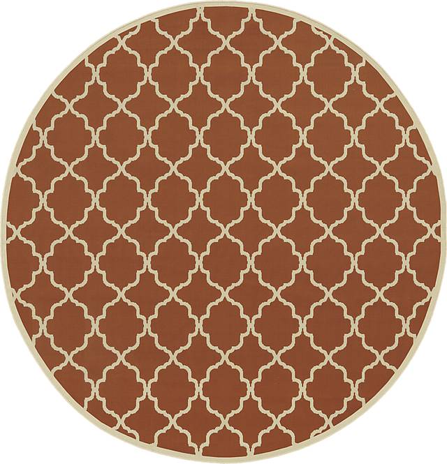 Huxton Orange 7'10 Round Indoor/Outdoor Rug - Thumbnail - Image 1