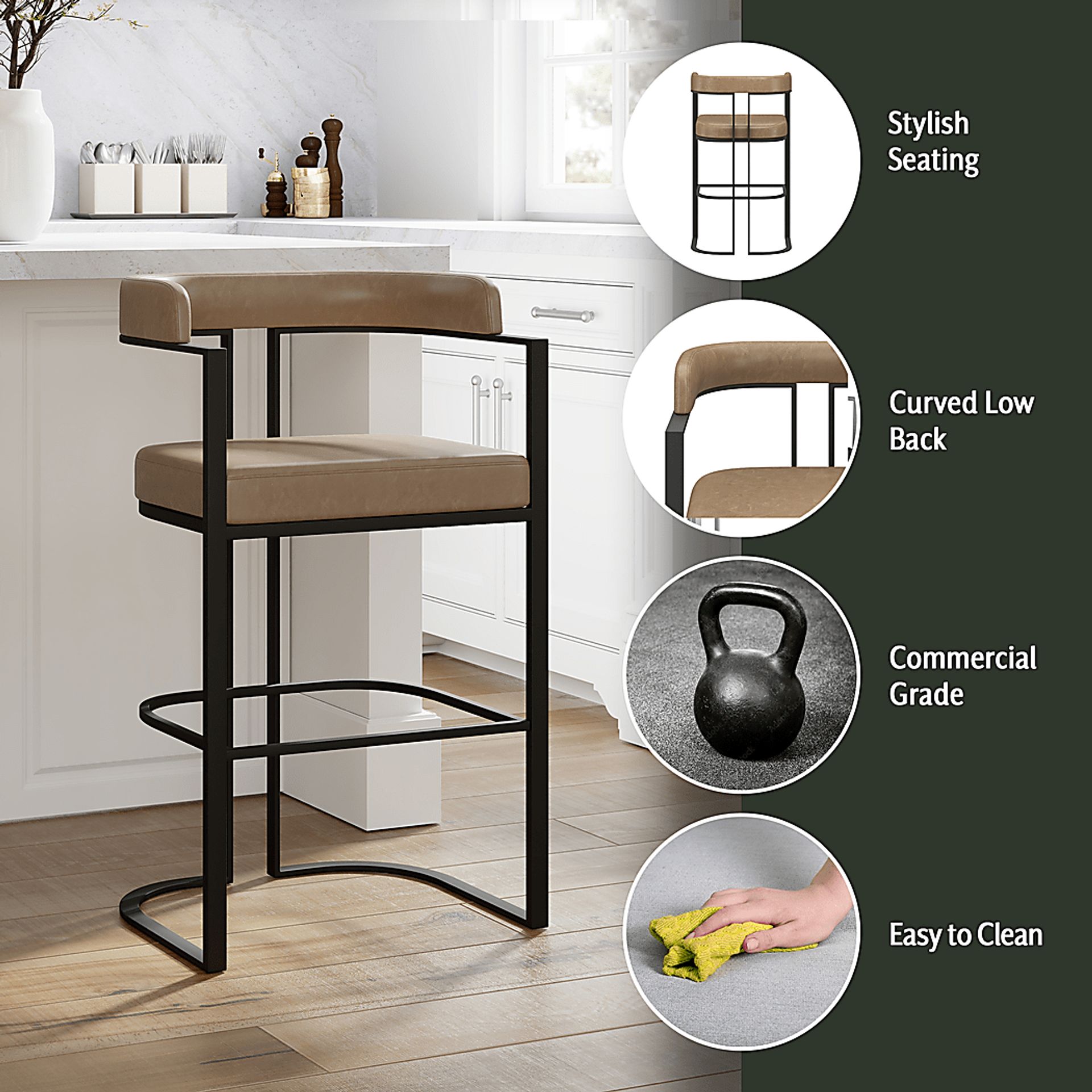 Iaera Gray Bar Height Stool - Image 9