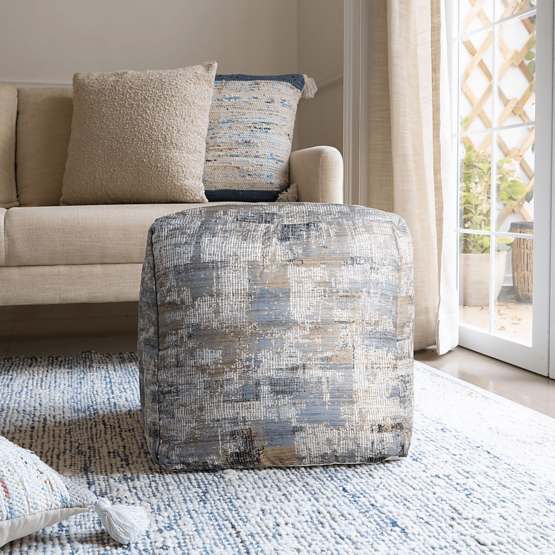 Idrisal Light Blue Pouf - Image 2