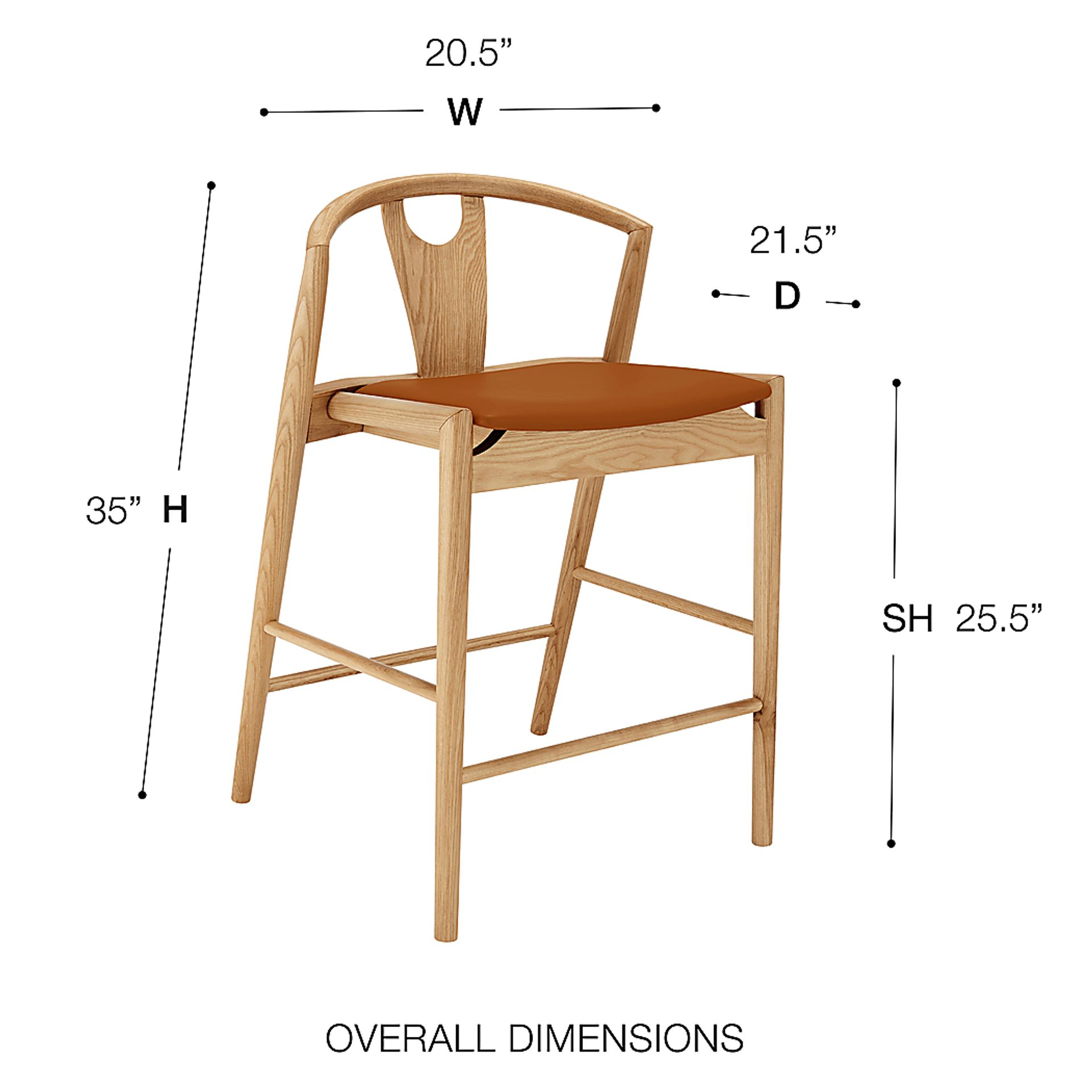 Iduna II Tan and Natural Counter Height Stool - Image 9