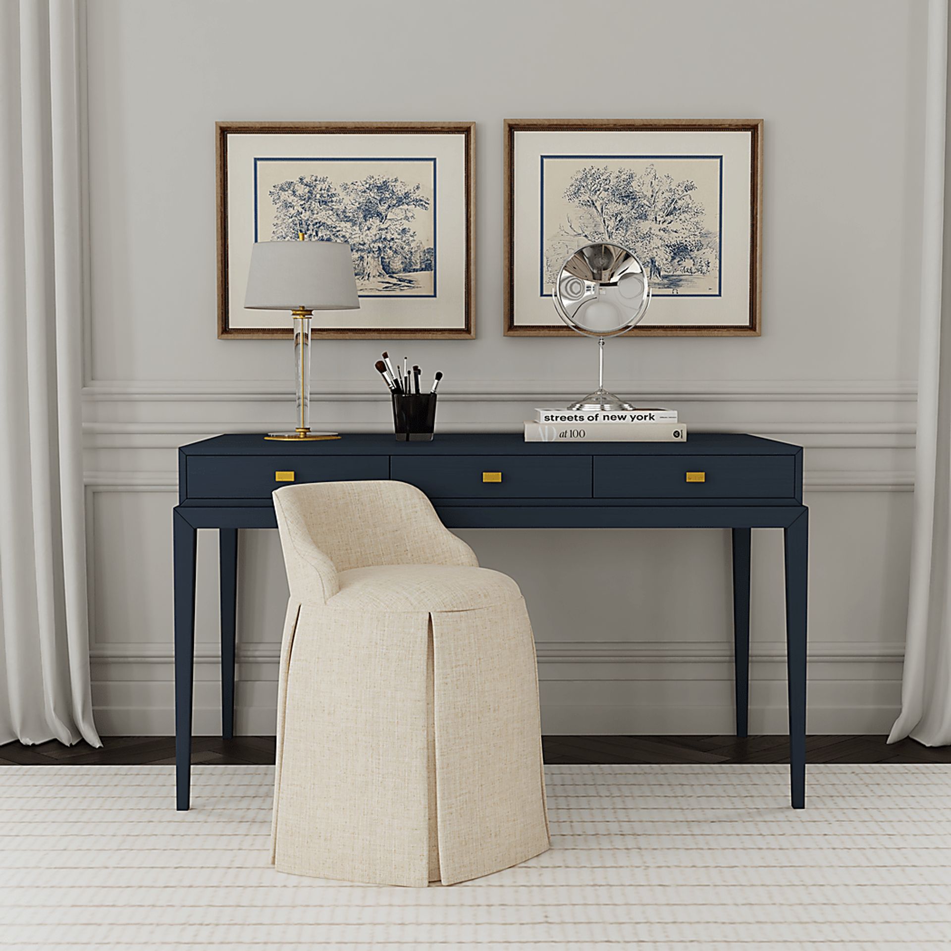 Ifanna Beige Skirted Vanity - Image 6