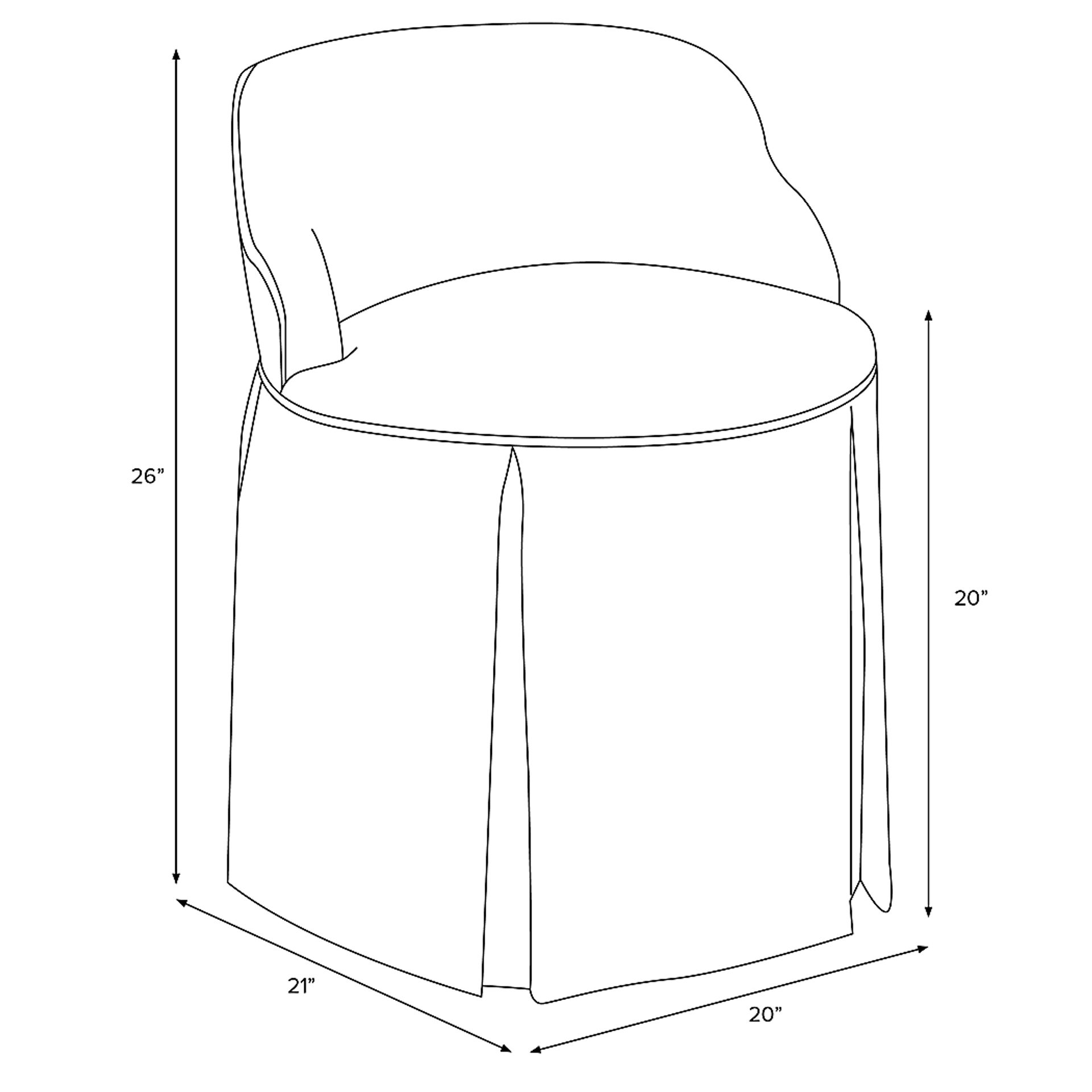 Ifanna Cream Skirted Vanity Chair - Image 3