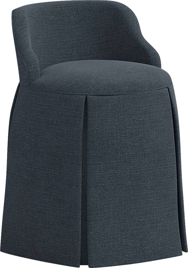 Ifanna Dark Blue Skirted Vanity Chair - Thumbnail - Image 1