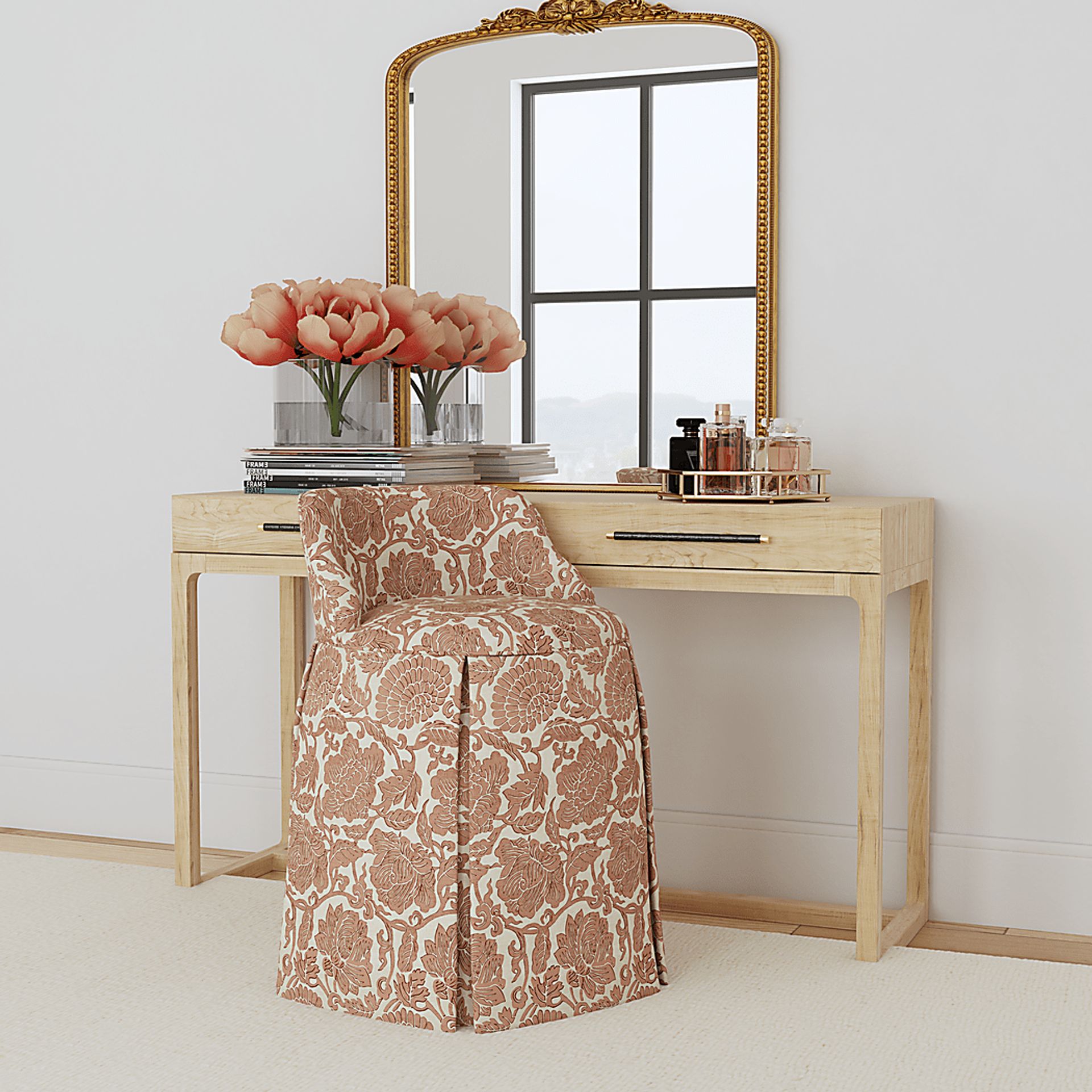 Ifanna Pink Skirted Vanity Chair - Image 6