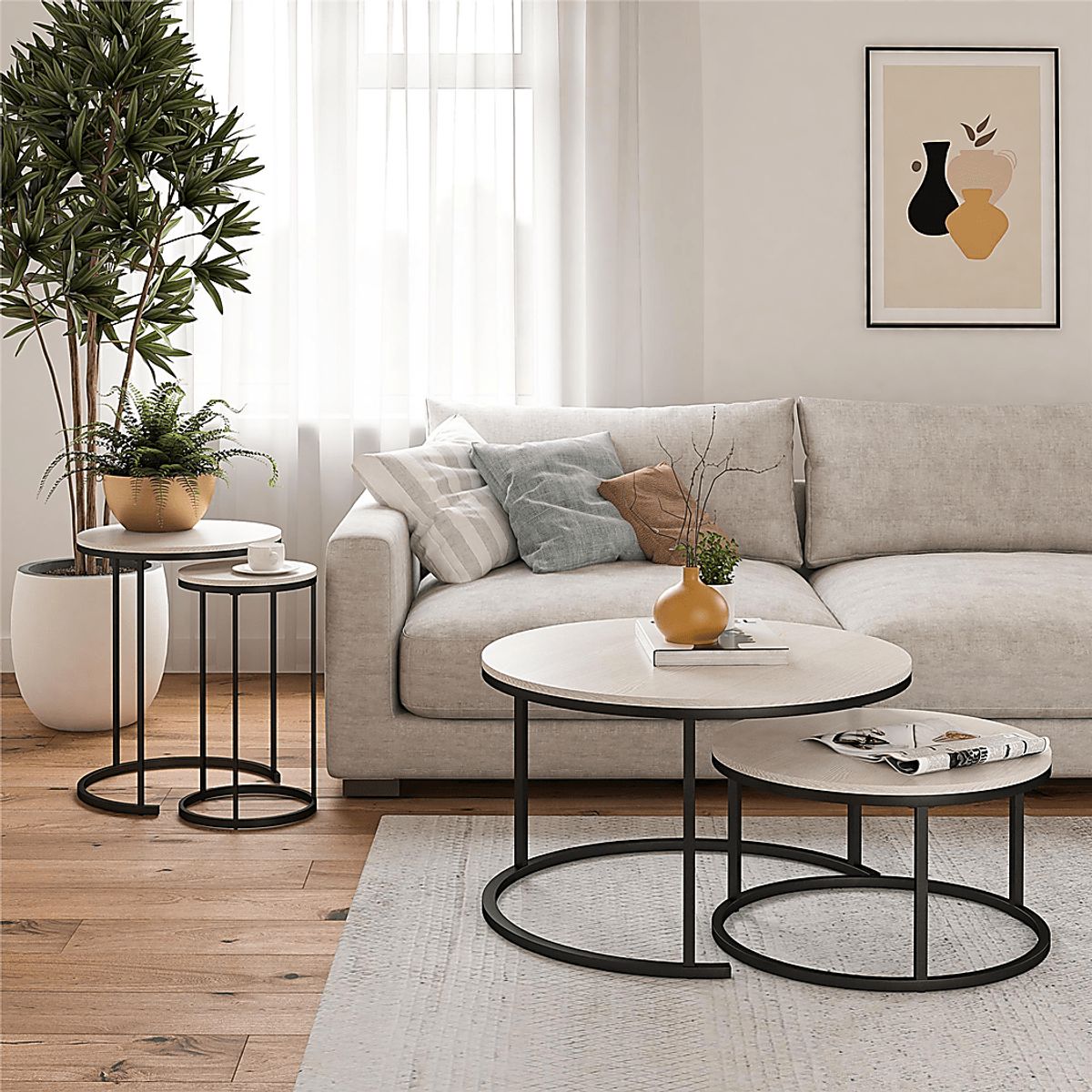 Ignatz Ivory Light Wood,White Nesting Cocktail Tables | Rooms to Go