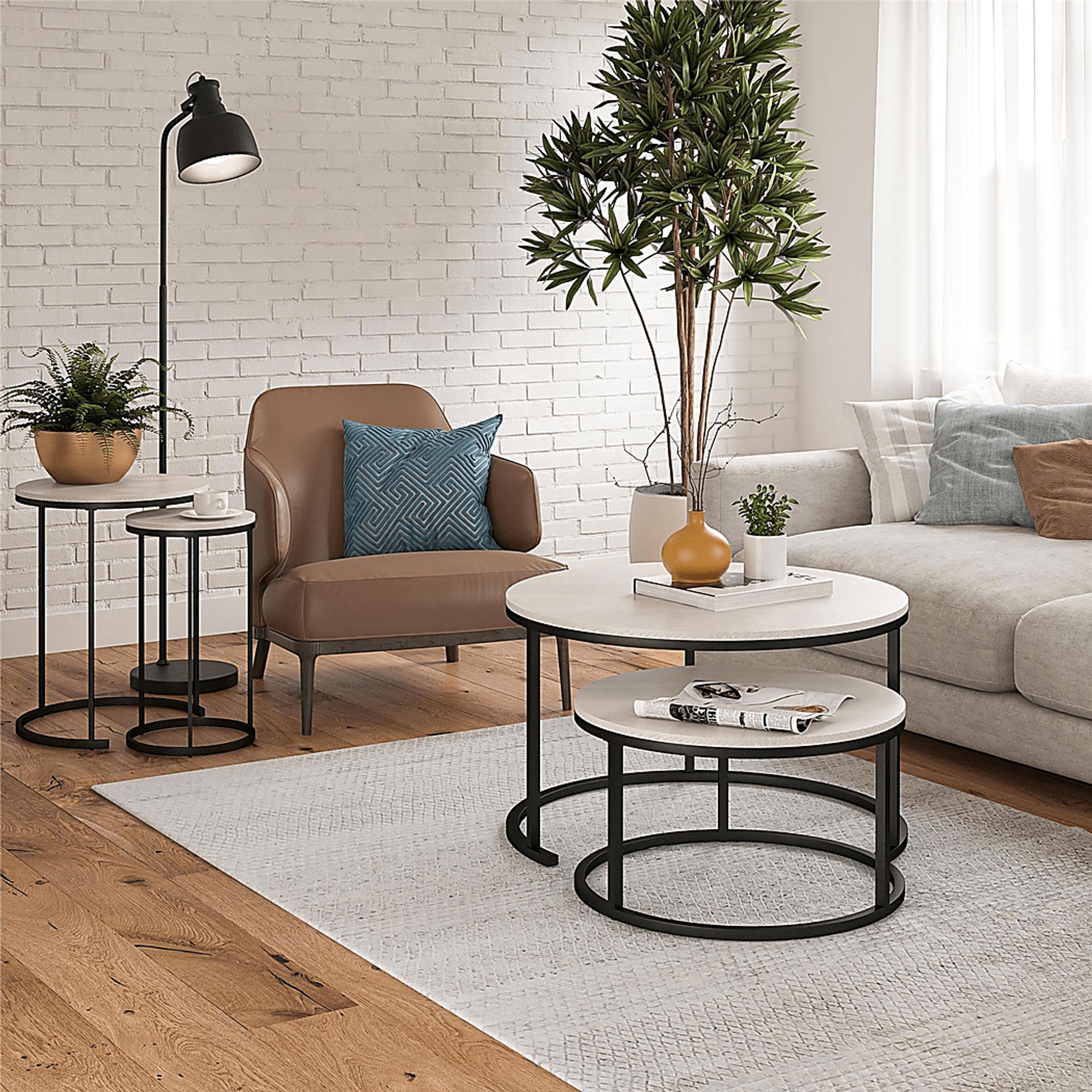 Ignatz Ivory Nesting Cocktail and End Table, Set of 4 - Image 4